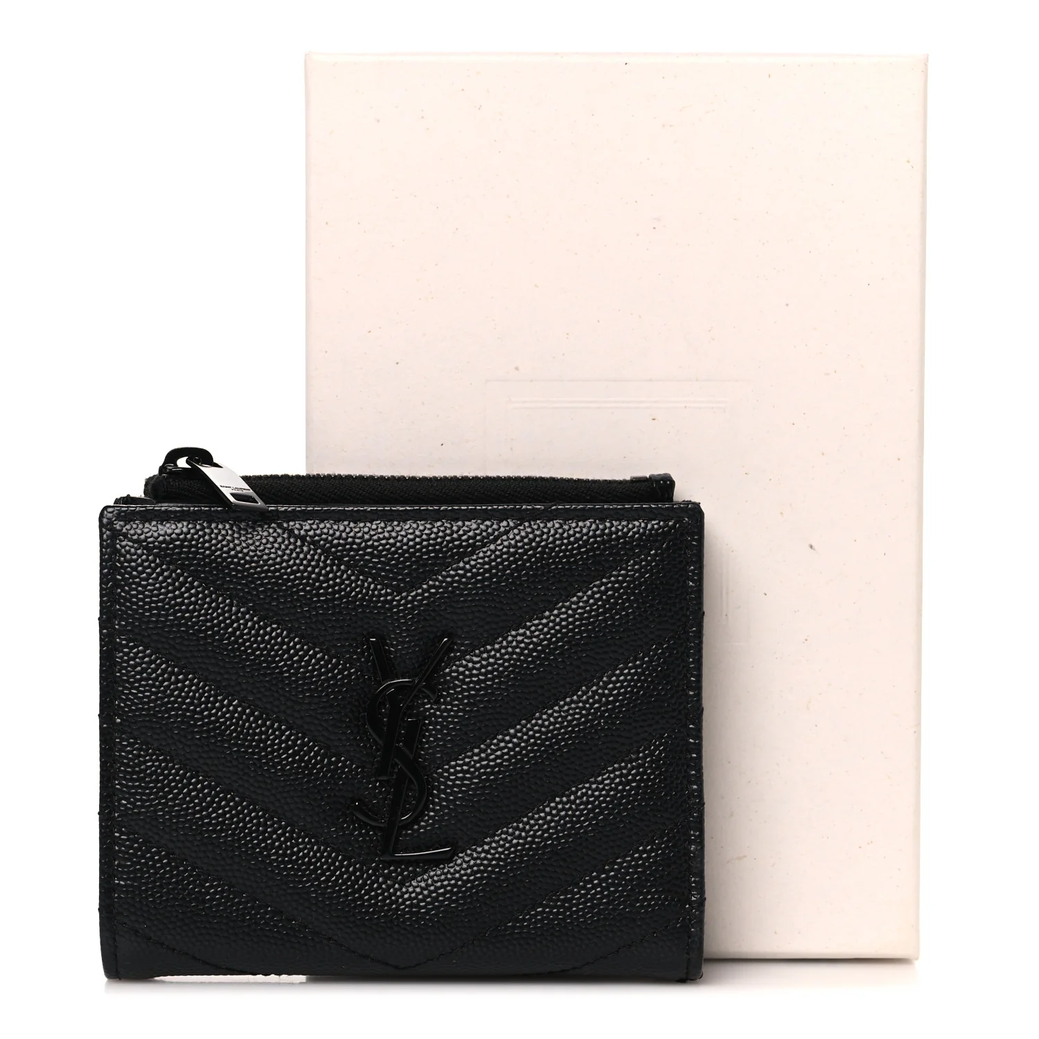 Grain De Poudre Matelasse Chevron Monogram Zipped Card Case Black - Image 9