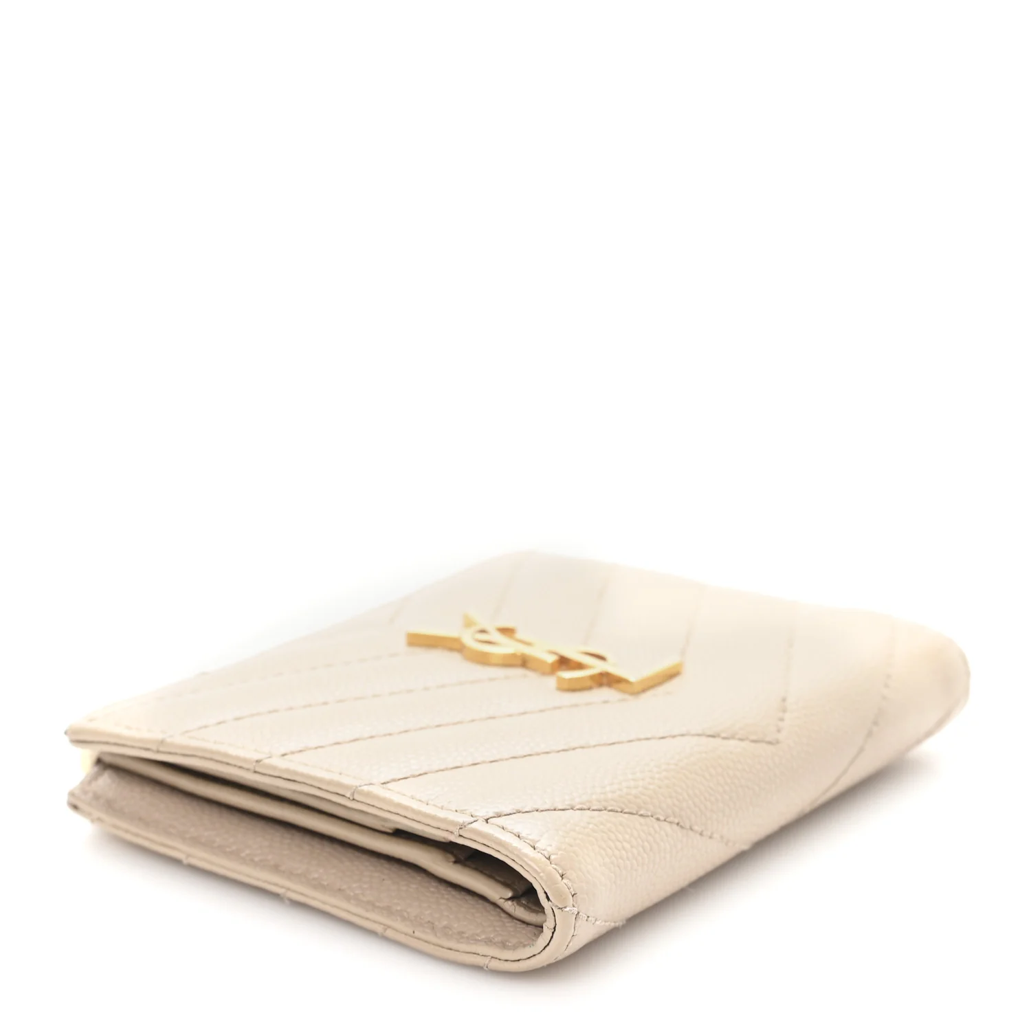 Grain De Poudre Matelasse Chevron Monogram Zipped Card Case Dark Beige - Image 4