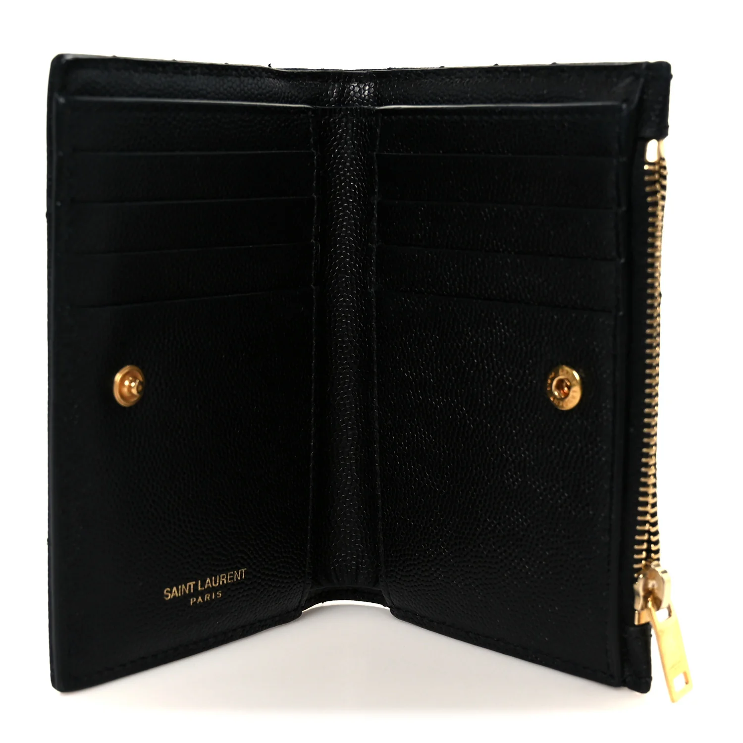 Grain De Poudre Matelasse Chevron Monogram Zipped Two-Part Wallet Black - Image 6