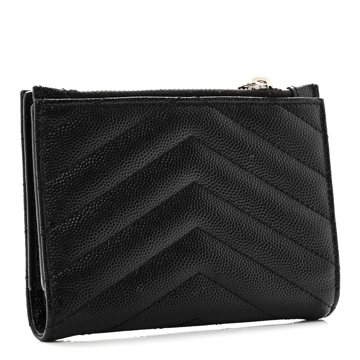 Grain De Poudre Matelasse Chevron Monogram Zipped Two-Part Wallet Black - Image 3