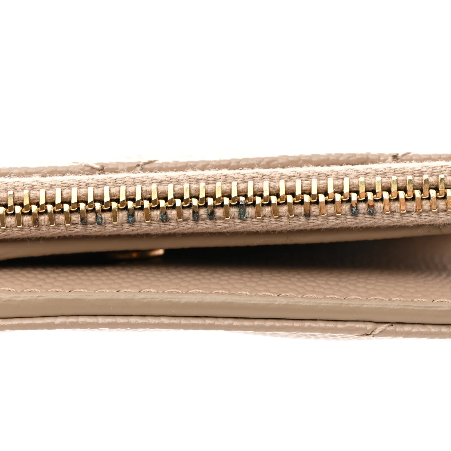 Grain De Poudre Matelasse Chevron Monogram Zipped Two-Part Wallet Dark Beige - Image 8