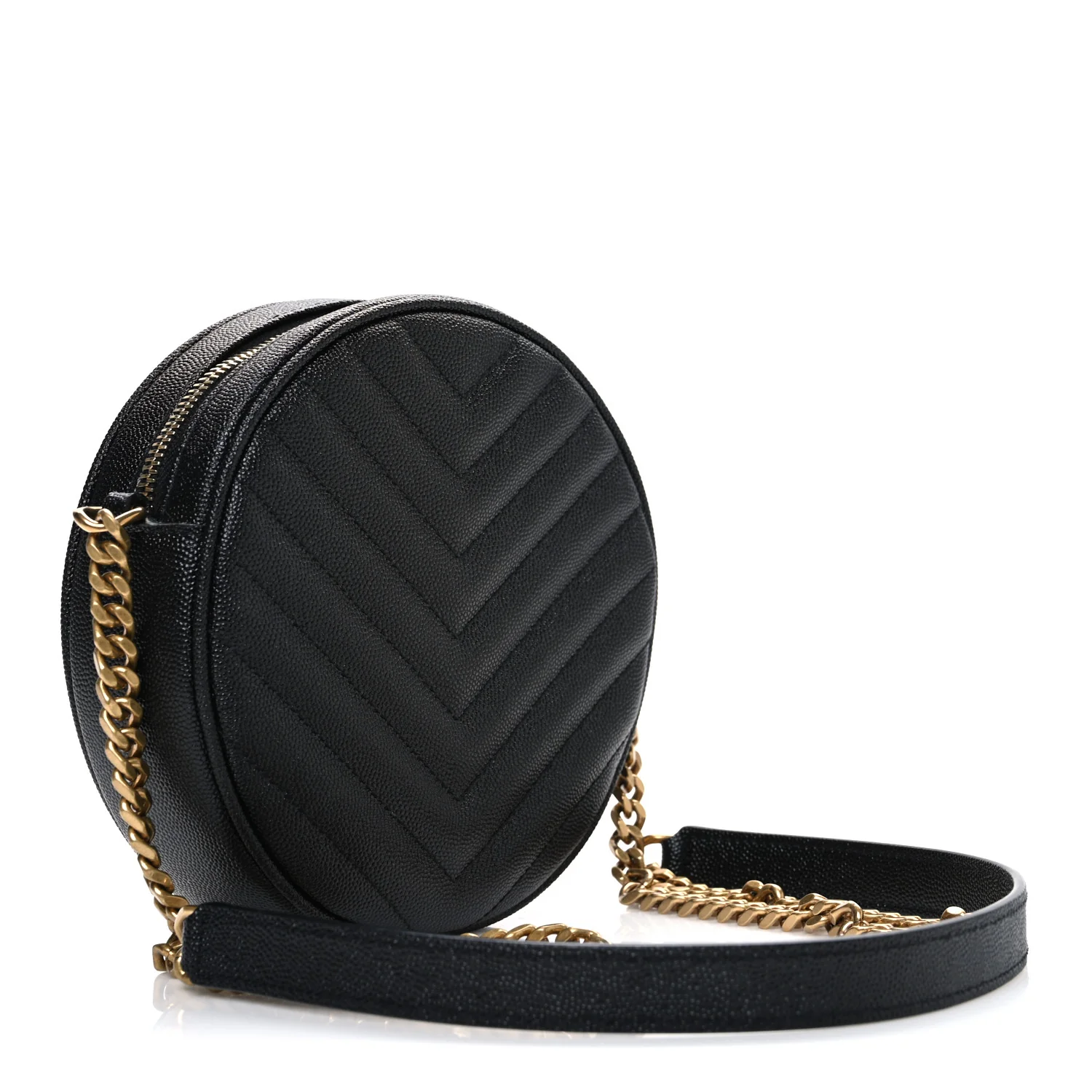 Grain De Poudre Matelasse Chevron Quilted Round Vinyle Camera Bag Black - Image 3