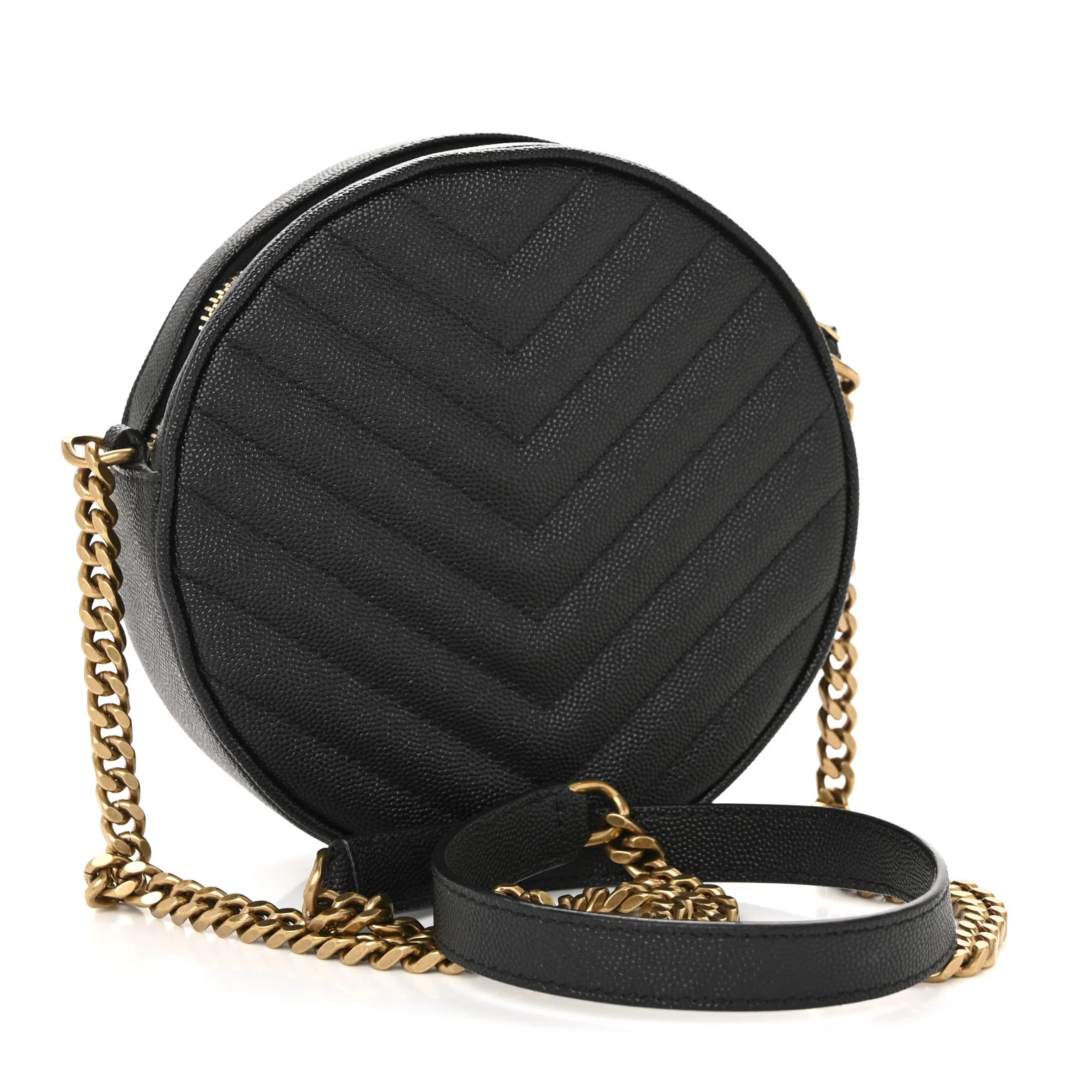 Grain De Poudre Matelasse Chevron Quilted Round Vinyle Camera Bag Black - Image 3