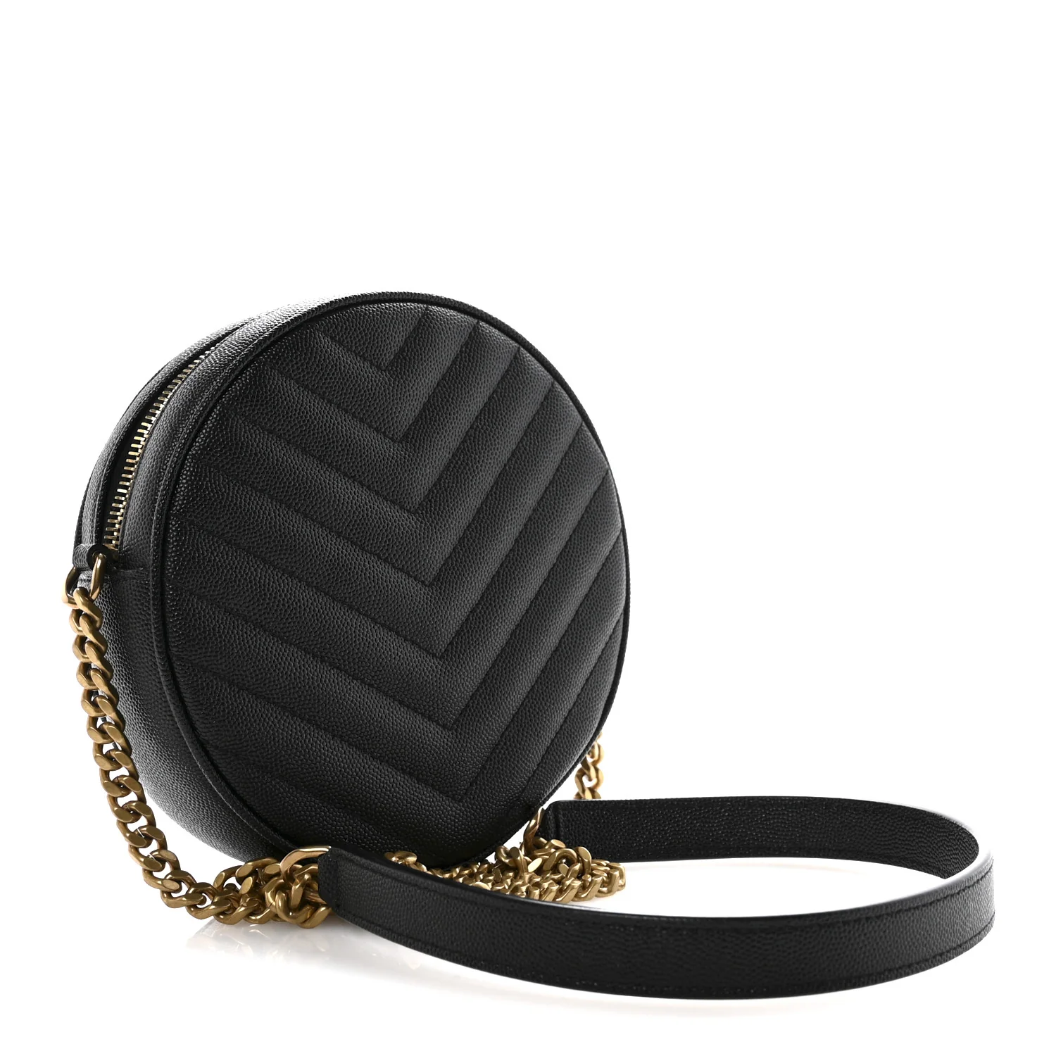 Grain De Poudre Matelasse Chevron Quilted Round Vinyle Camera Bag Black - Image 2