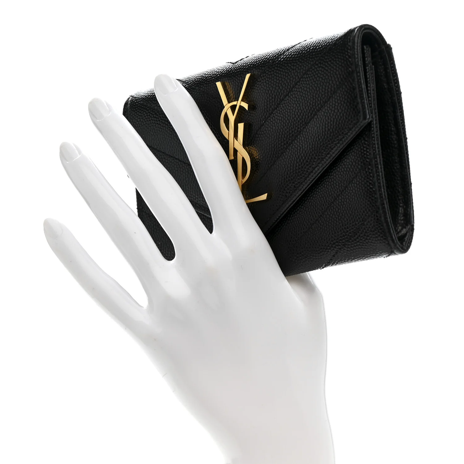 Grain De Poudre Matelasse Chevron Small Monogram Envelope Wallet Black - Image 2