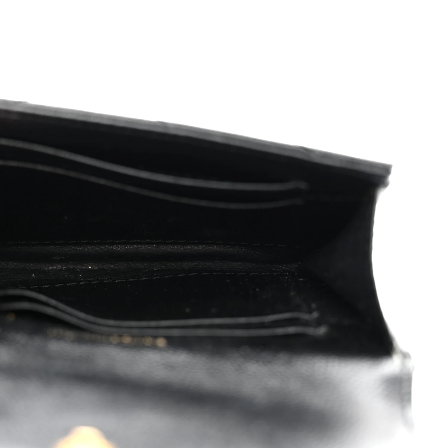 Grain De Poudre Matelasse Chevron Small Monogram Envelope Wallet Black - Image 5