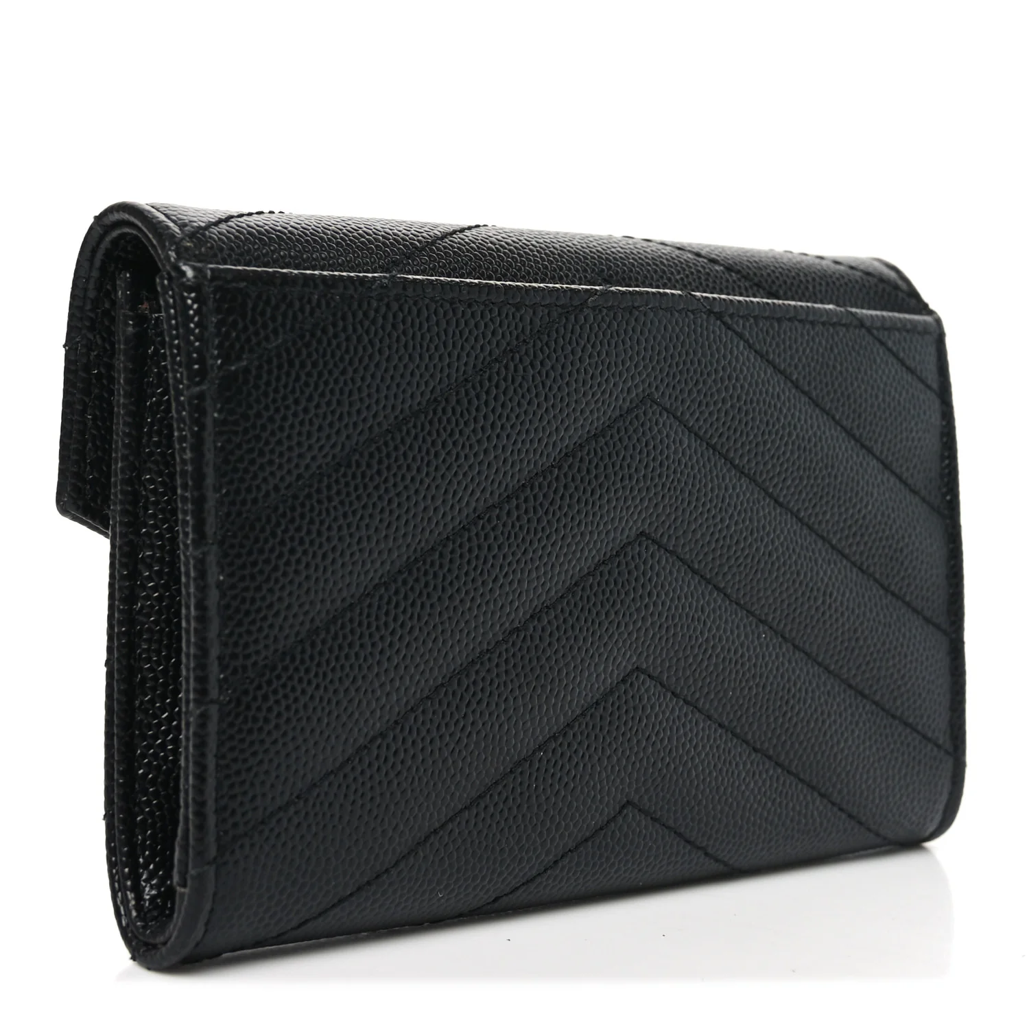Grain De Poudre Matelasse Chevron Small Monogram Envelope Wallet Black - Image 3