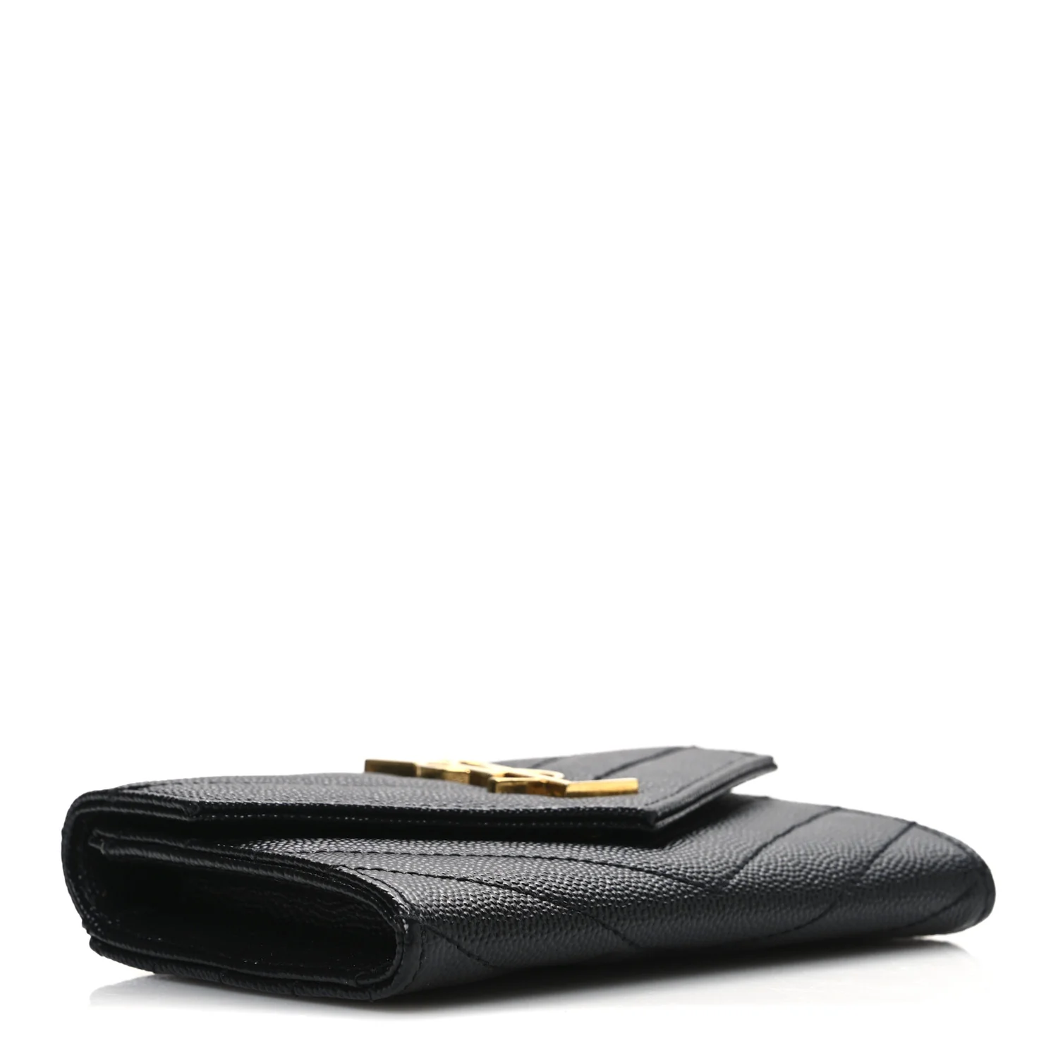 Grain De Poudre Matelasse Chevron Small Monogram Envelope Wallet Black - Image 4