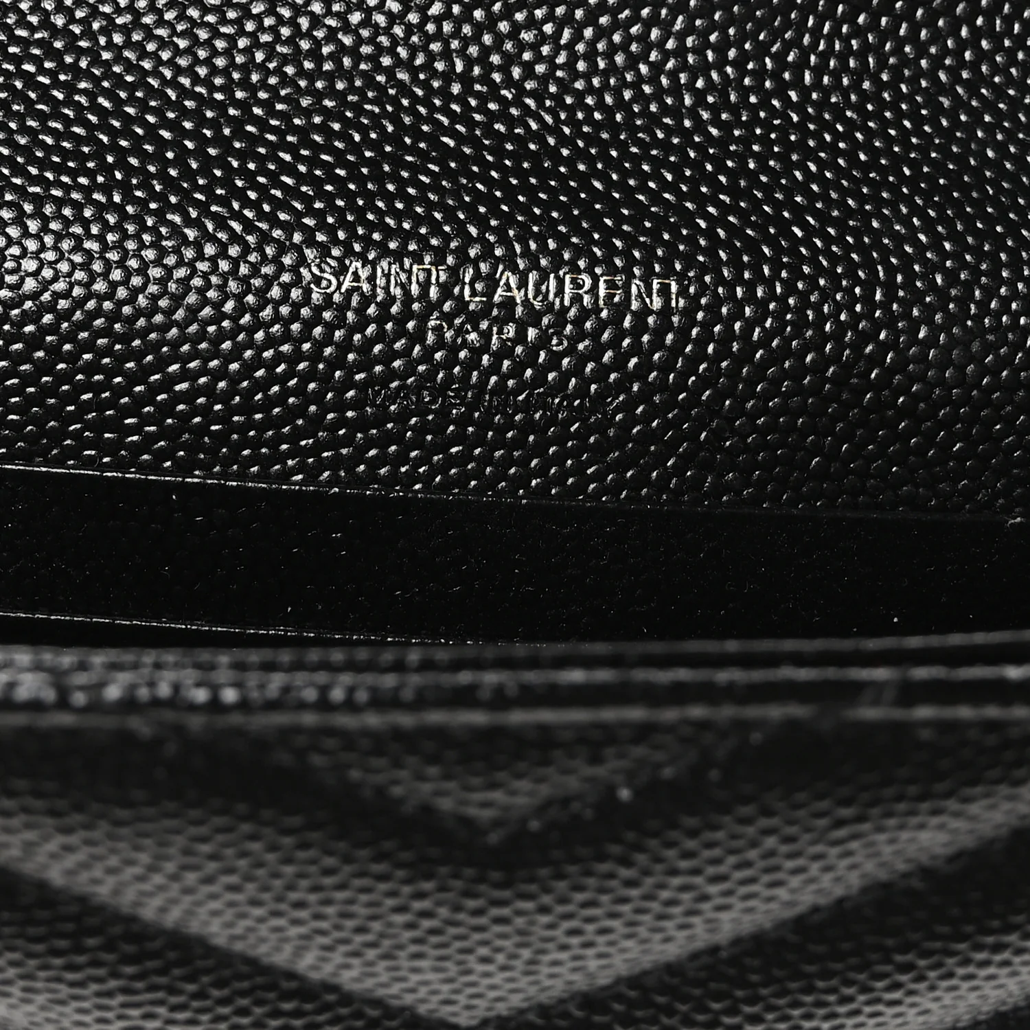 Grain De Poudre Matelasse Chevron Small Monogram Envelope Wallet Black - Image 6