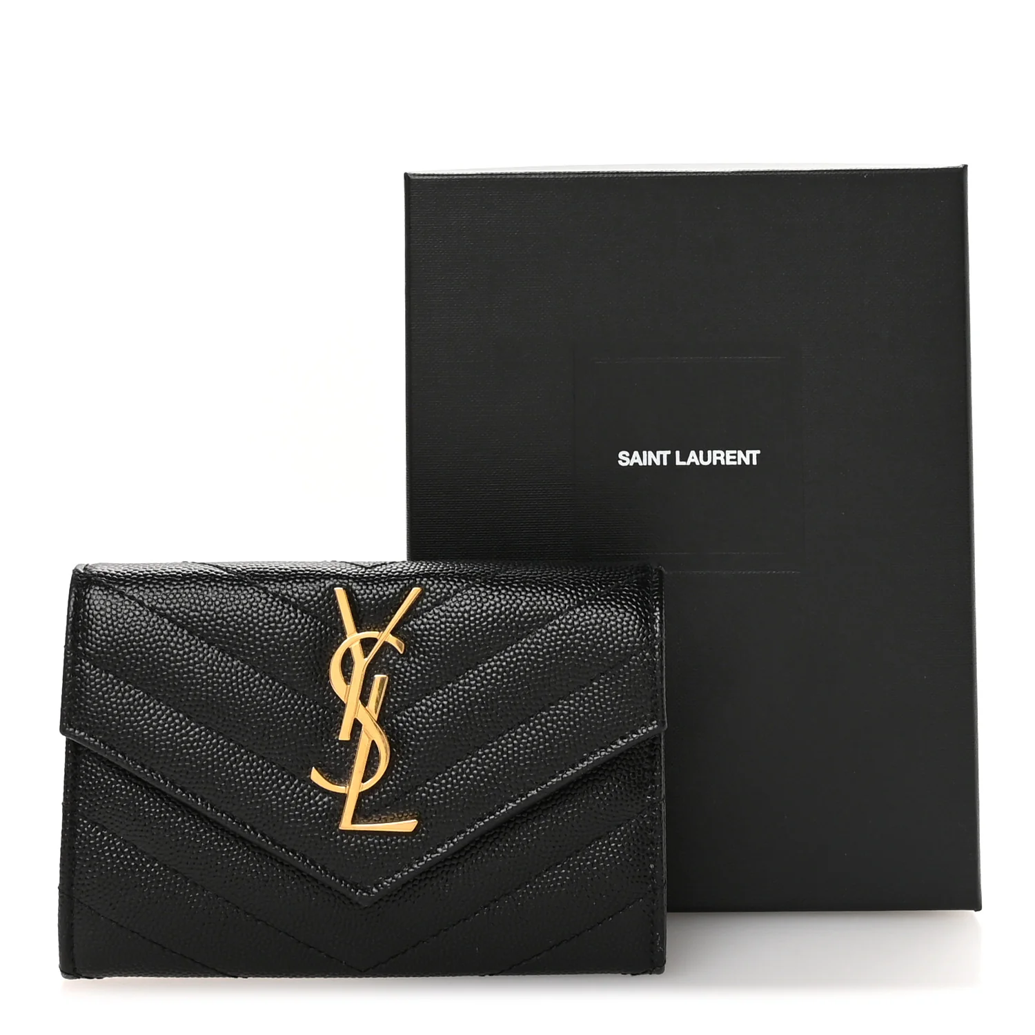 Grain De Poudre Matelasse Chevron Small Monogram Envelope Wallet Black - Image 8