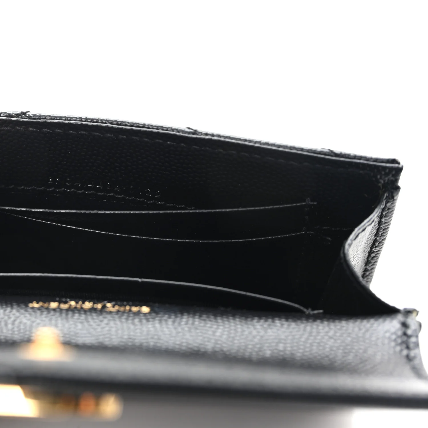 Grain De Poudre Matelasse Chevron Small Monogram Envelope Wallet Black - Image 5