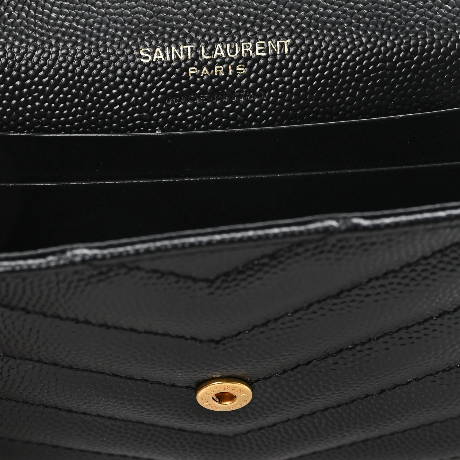 Grain De Poudre Matelasse Chevron Small Monogram Envelope Wallet Black - Image 6