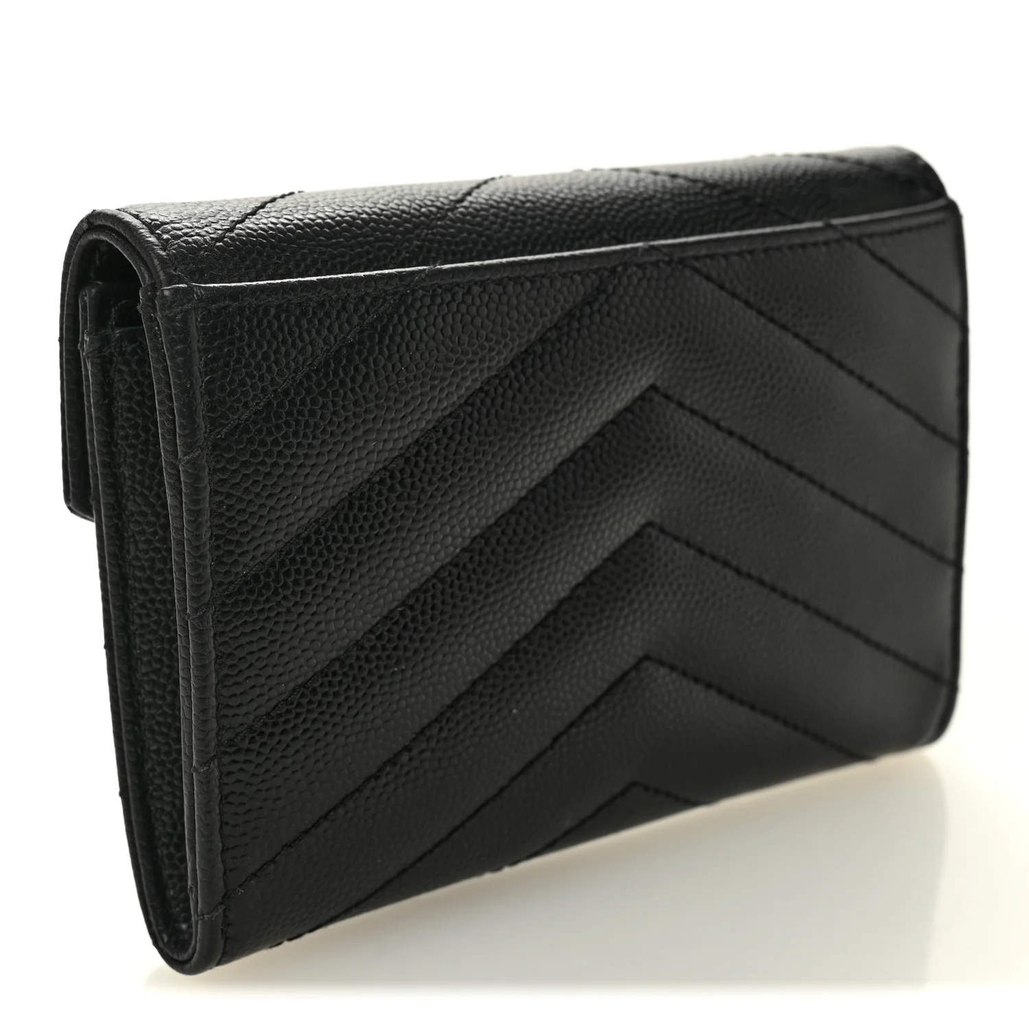 Grain De Poudre Matelasse Chevron Small Monogram Envelope Wallet Black - Image 3