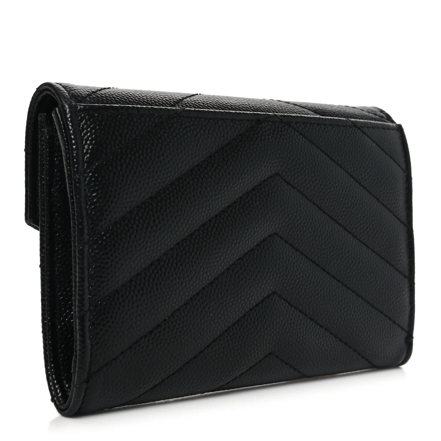 Grain De Poudre Matelasse Chevron Small Monogram Envelope Wallet Black - Image 3