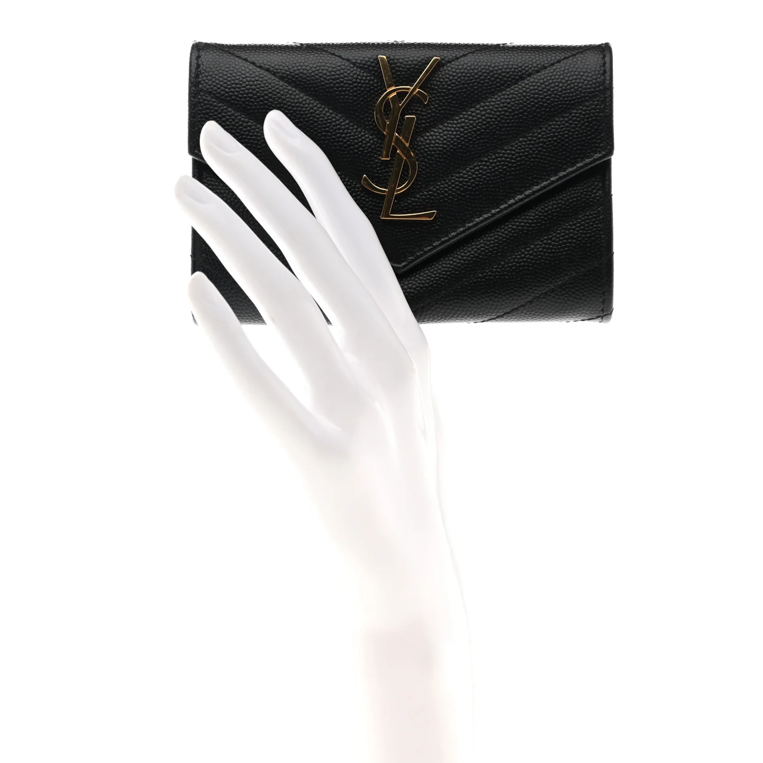 Grain De Poudre Matelasse Chevron Small Monogram Envelope Wallet Black - Image 2