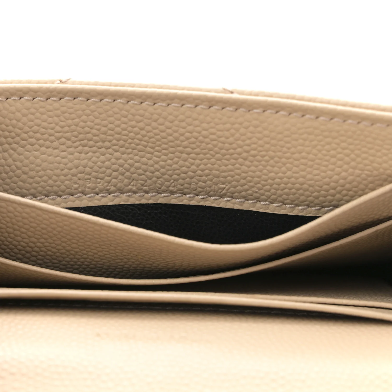 Grain De Poudre Matelasse Chevron Small Monogram Envelope Wallet Dark Beige - Image 8