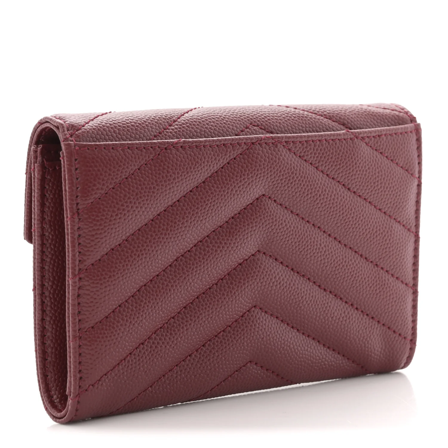 Grain De Poudre Matelasse Chevron Small Monogram Envelope Wallet Rouge Eros - Image 3