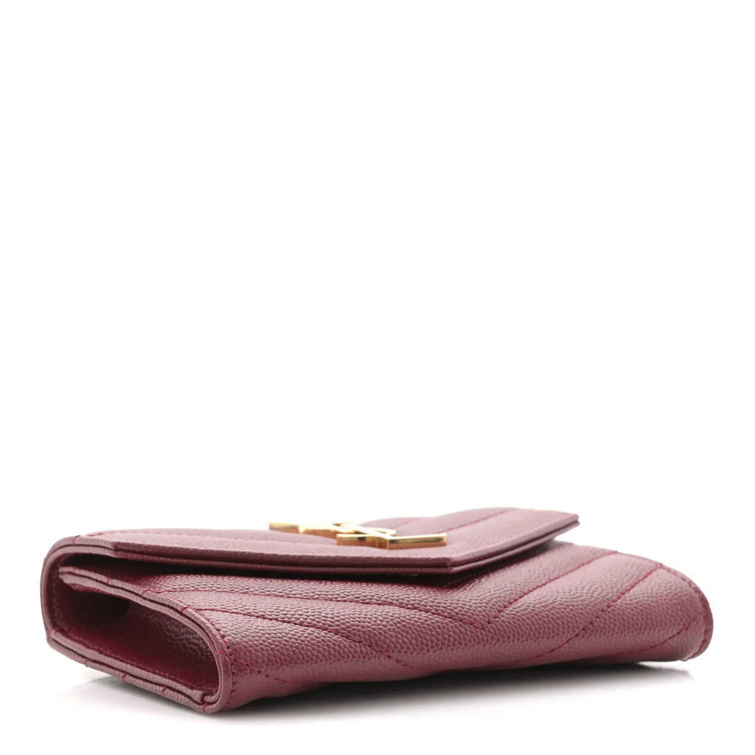 Grain De Poudre Matelasse Chevron Small Monogram Envelope Wallet Rouge Eros - Image 4