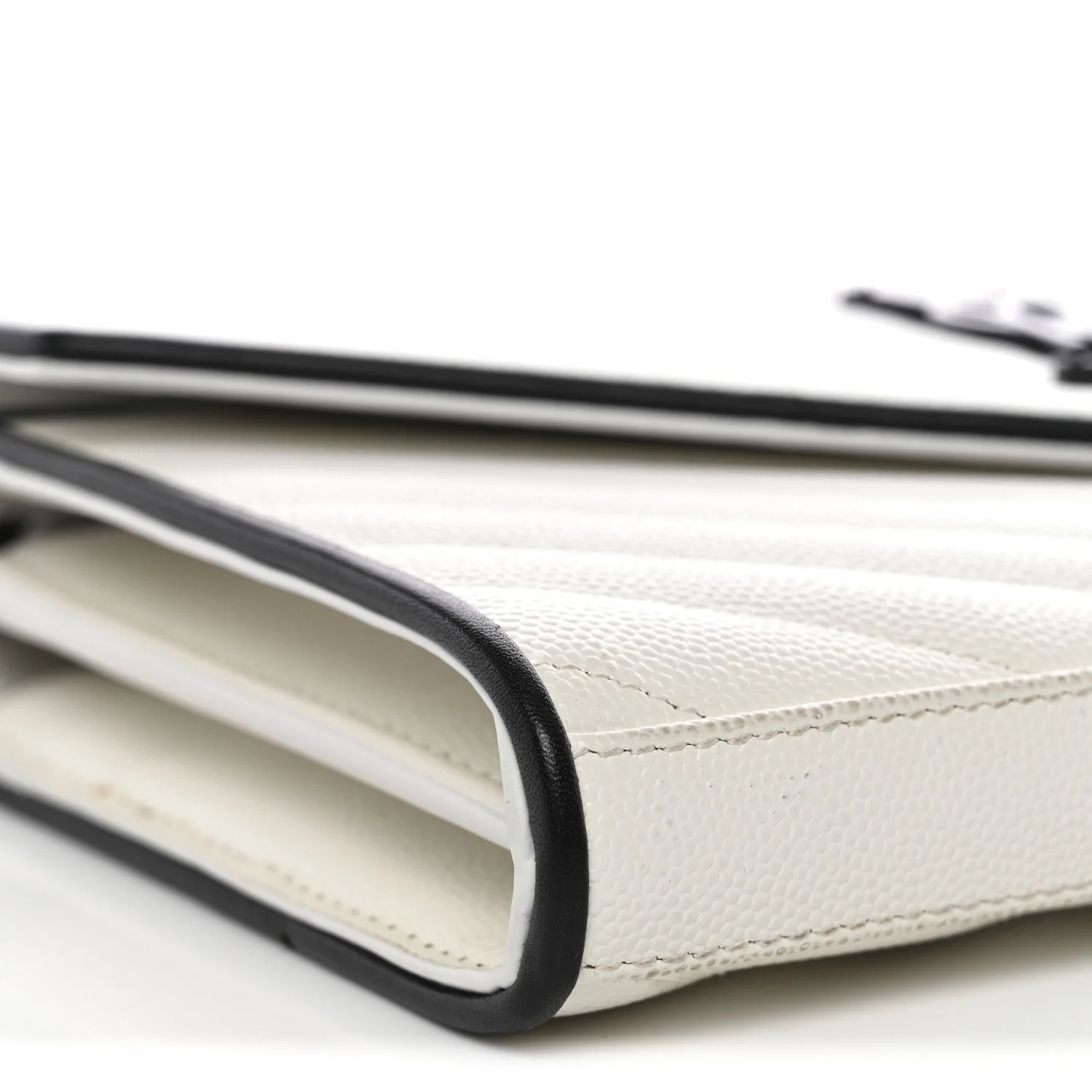 Grain De Poudre Matelasse Monogram Chain Wallet White Black - Image 9