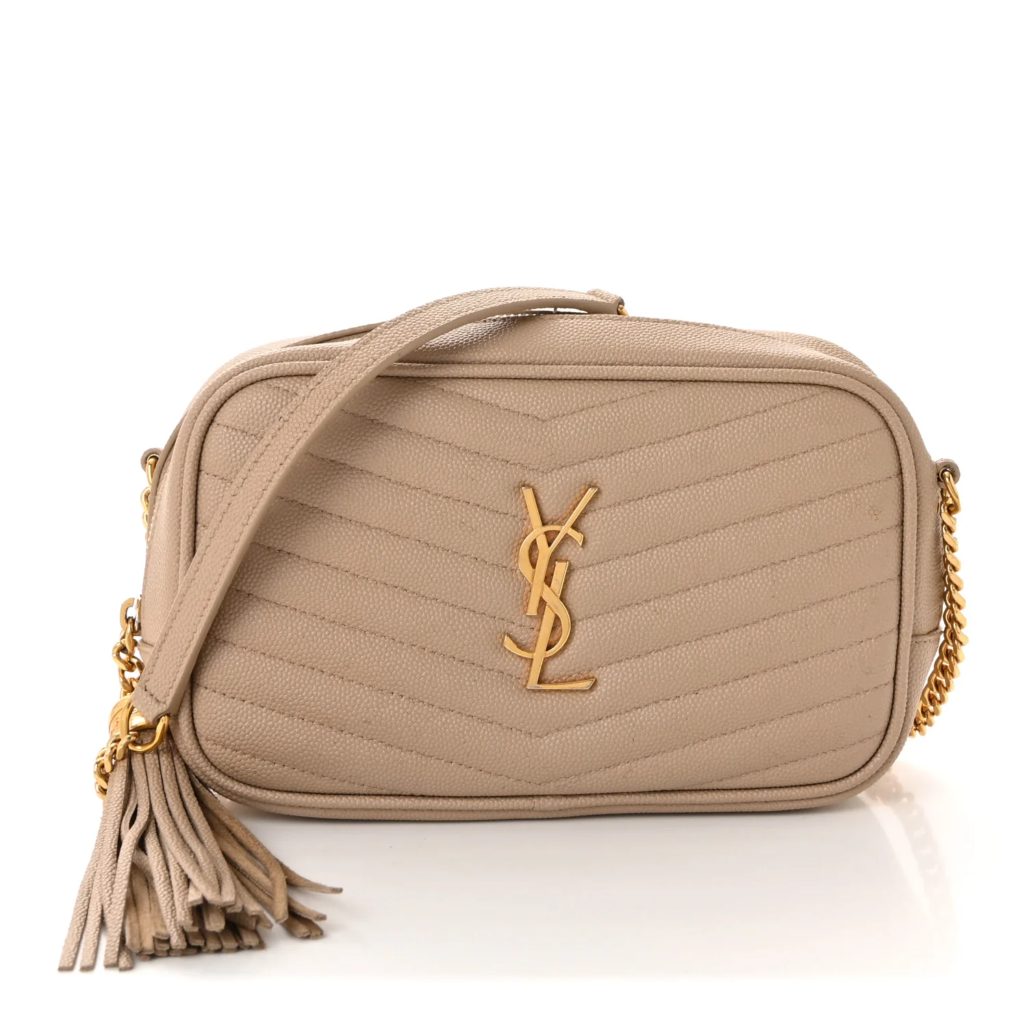 Grain De Poudre Matelasse Monogram Mini Lou Camera Bag Dark Beige