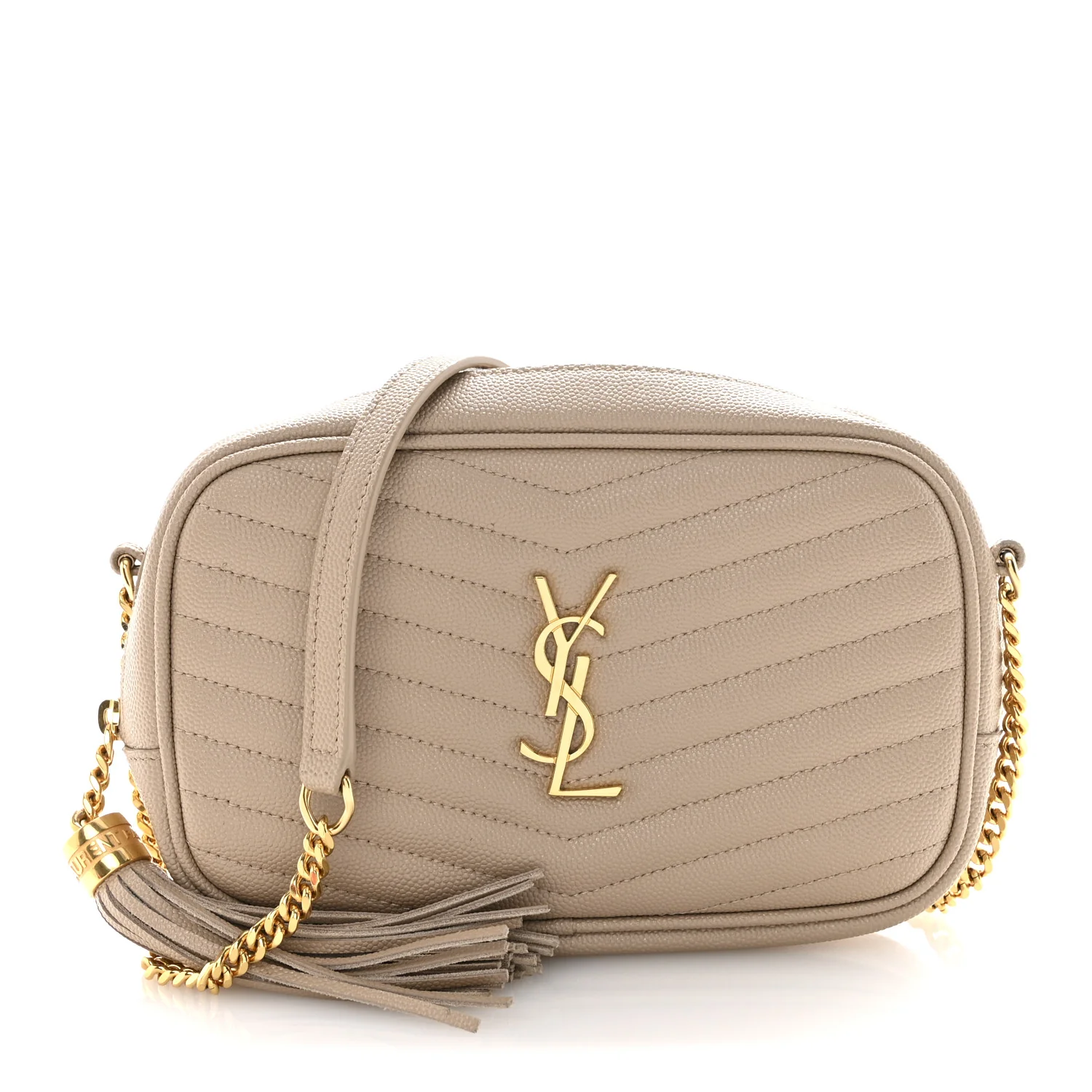 Grain De Poudre Matelasse Monogram Mini Lou Camera Bag Dark Beige