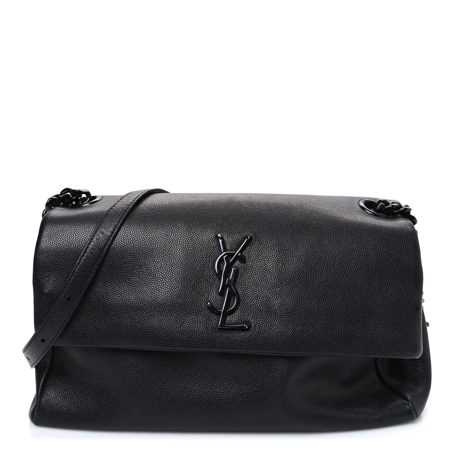Grain De Poudre Medium West Hollywood Monogram Fold-Over Bag Black