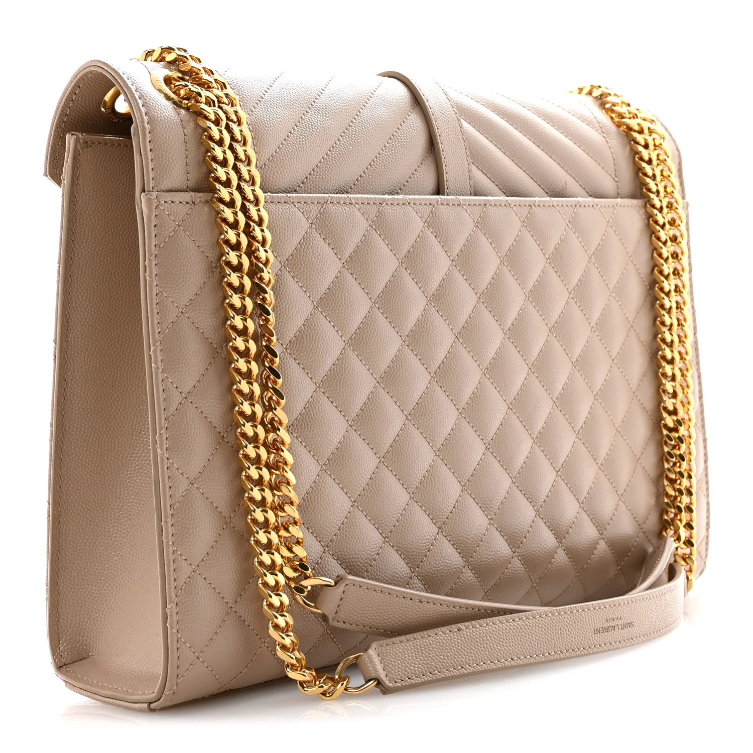 Grain De Poudre Mixed Matelasse Large Triquilt Monogram Satchel Dark Beige - Image 3
