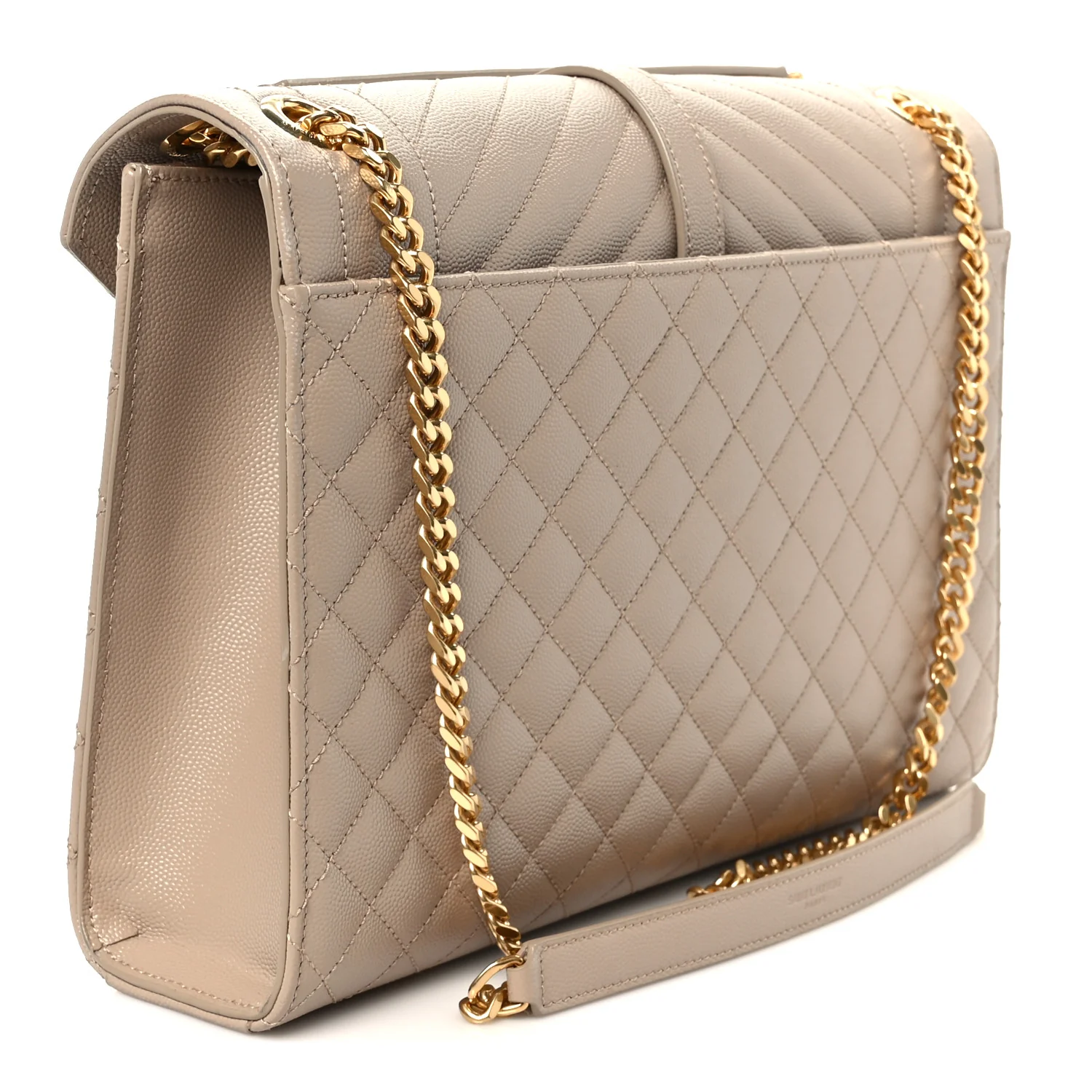 Grain De Poudre Mixed Matelasse Large Triquilt Monogram Satchel Dark Beige - Image 3