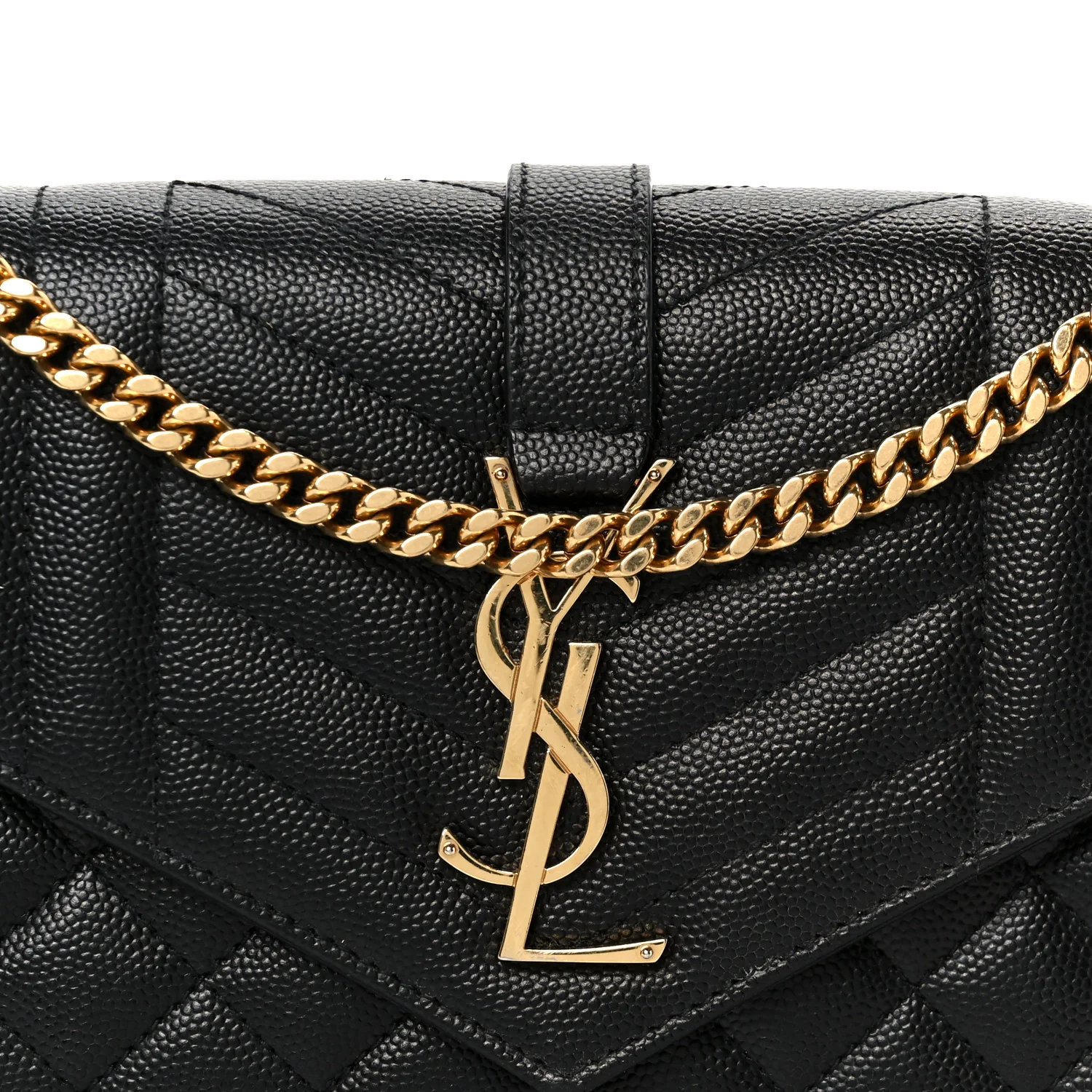 Grain De Poudre Mixed Matelasse Triquilt Monogram Chain Wallet Black - Image 8