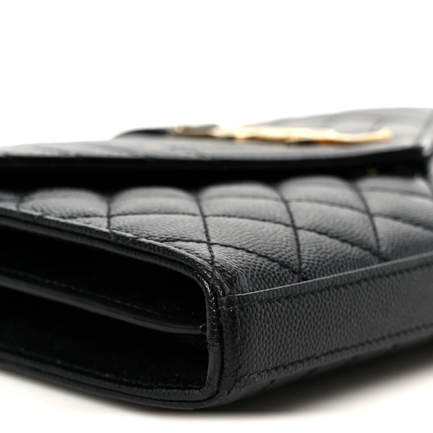 Grain De Poudre Mixed Matelasse Triquilt Monogram Chain Wallet Black - Image 9