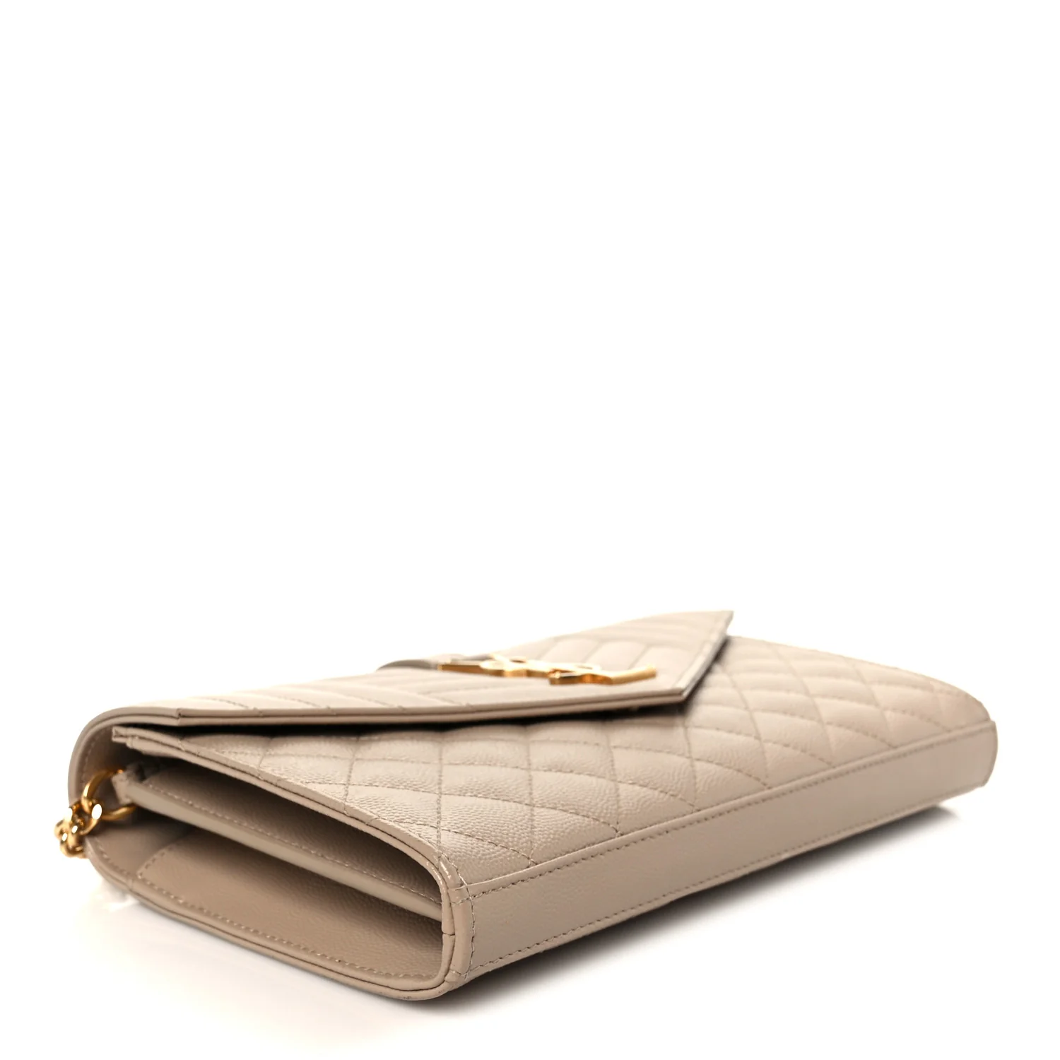 Grain De Poudre Mixed Matelasse Triquilt Monogram Chain Wallet Dark Beige - Image 4