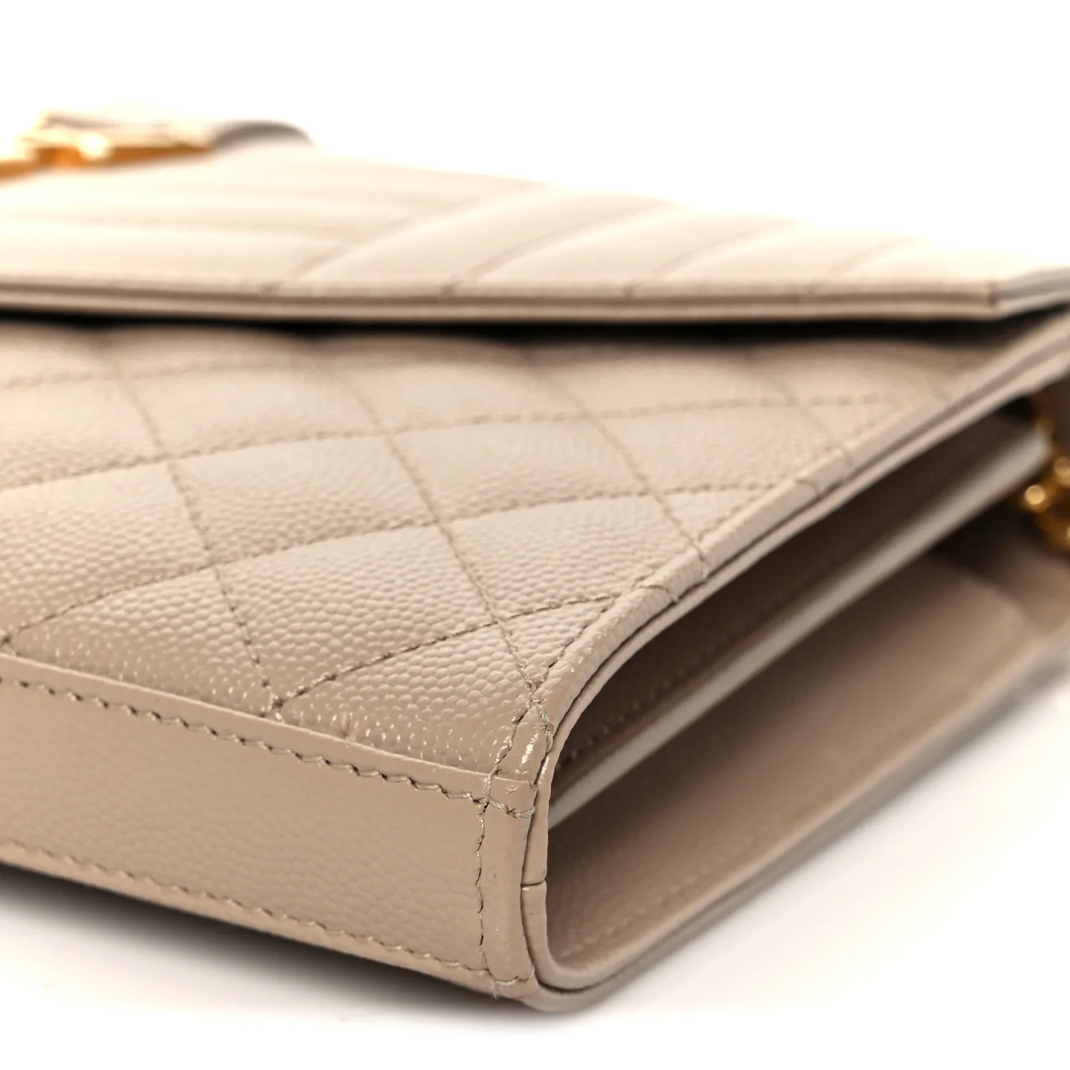 Grain De Poudre Mixed Matelasse Triquilt Monogram Chain Wallet Dark Beige - Image 9
