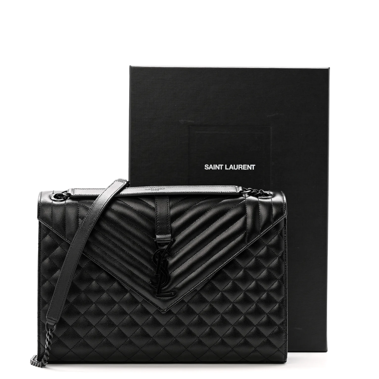 Grain De Poudre Textured Mixed Matelasse Large Triquilt Monogram Monochrome Satchel Black - Image 13