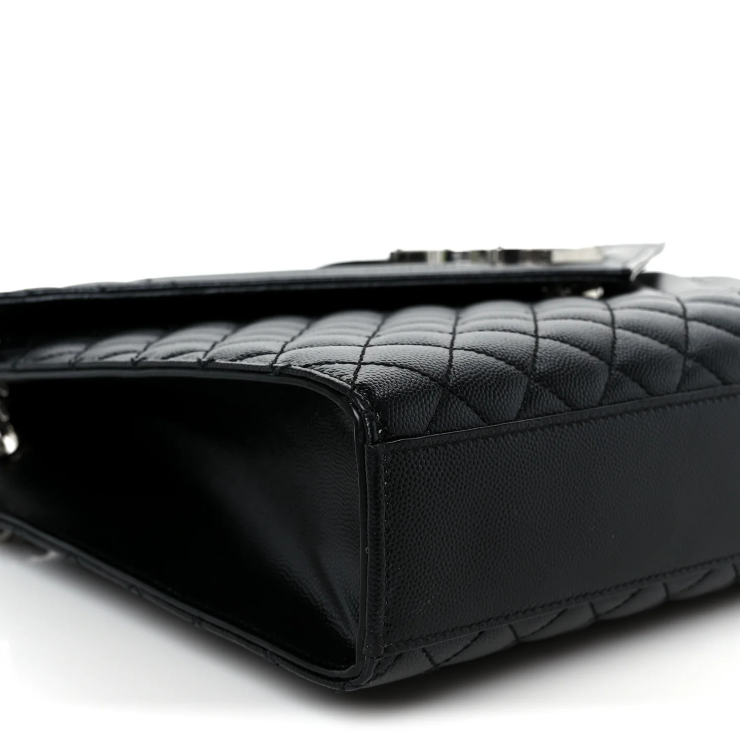 Grain De Poudre Textured Mixed Matelasse Large Triquilt Monogram Satchel Black - Image 10