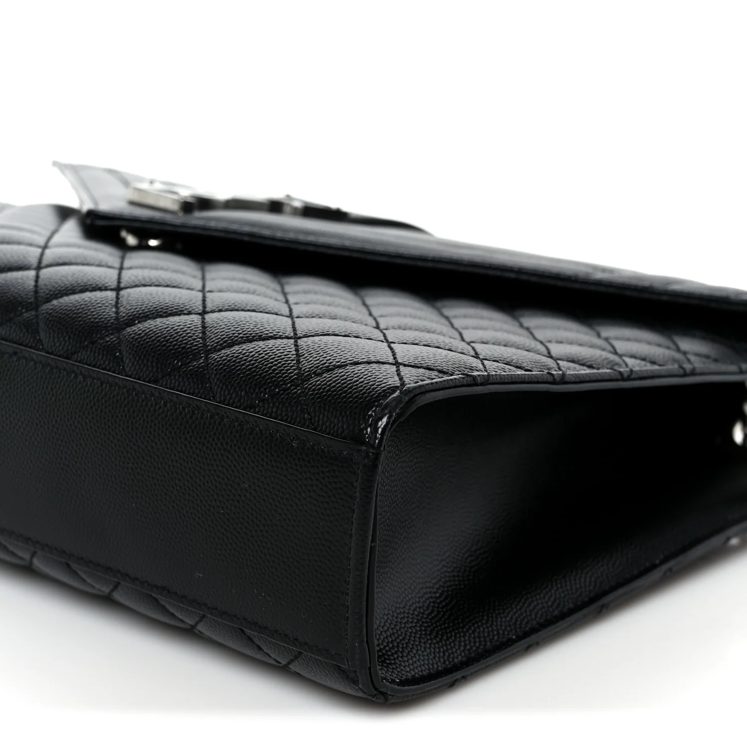 Grain De Poudre Textured Mixed Matelasse Large Triquilt Monogram Satchel Black - Image 11