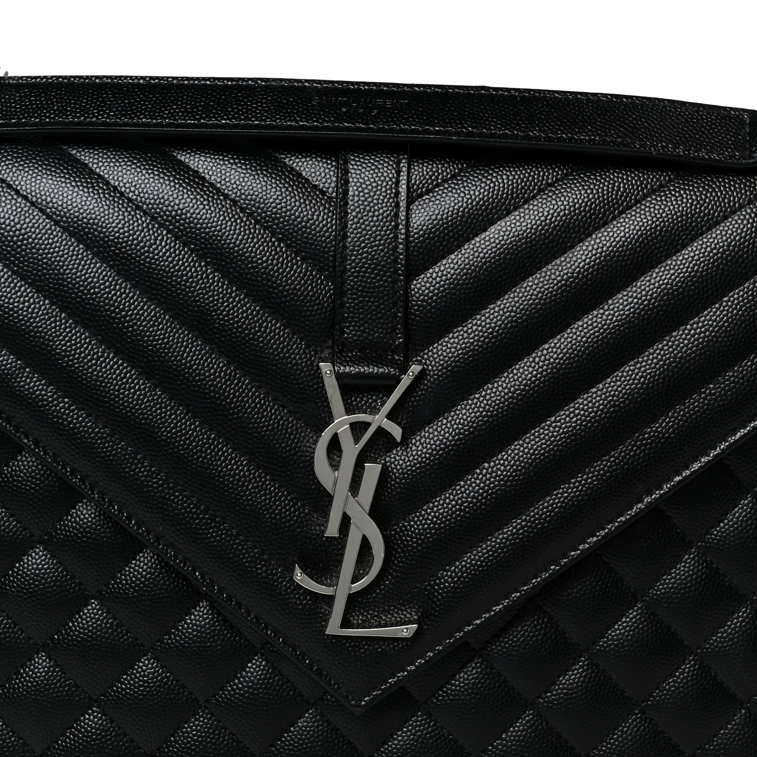 Grain De Poudre Textured Mixed Matelasse Large Triquilt Monogram Satchel Black - Image 9