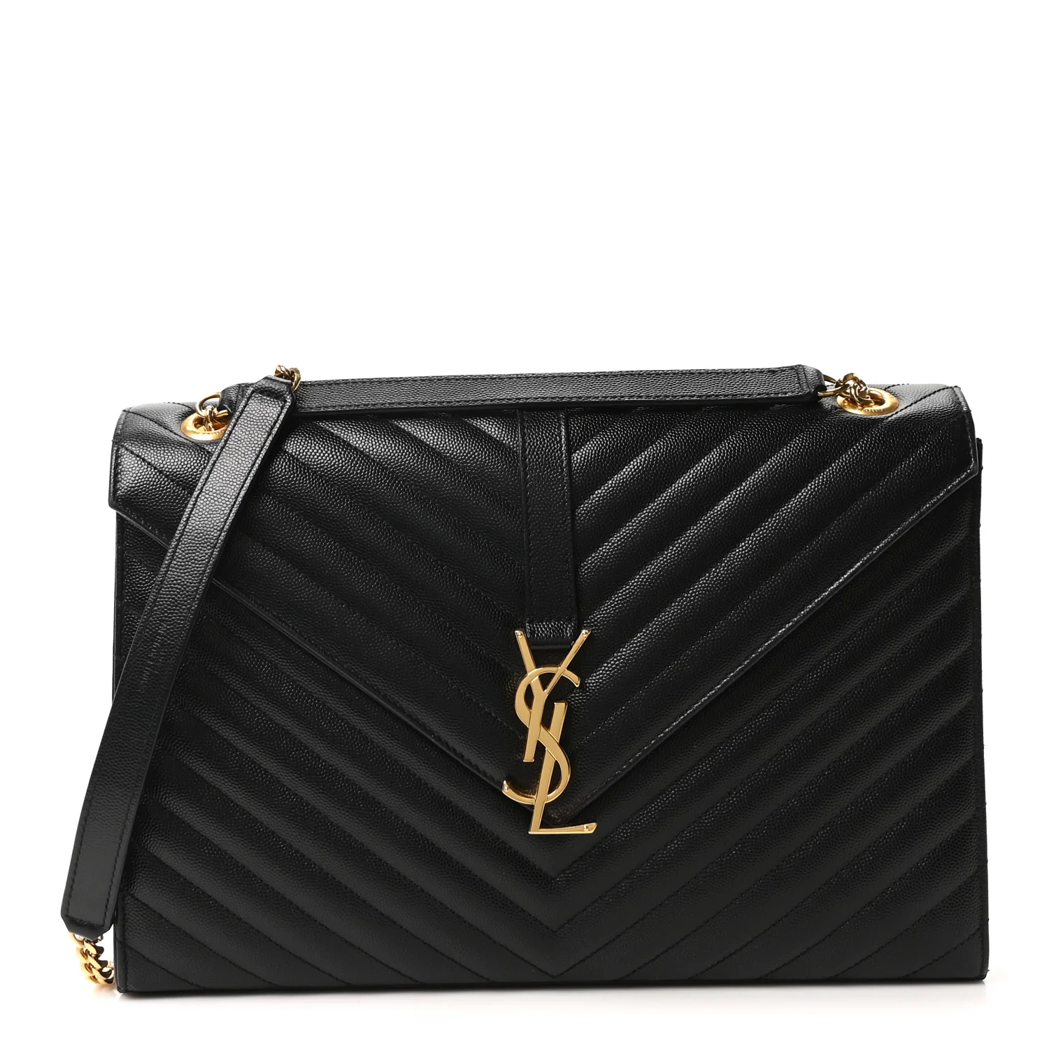 Grain De Poudre Textured Mixed Matelasse Large Triquilt Monogram Satchel Black
