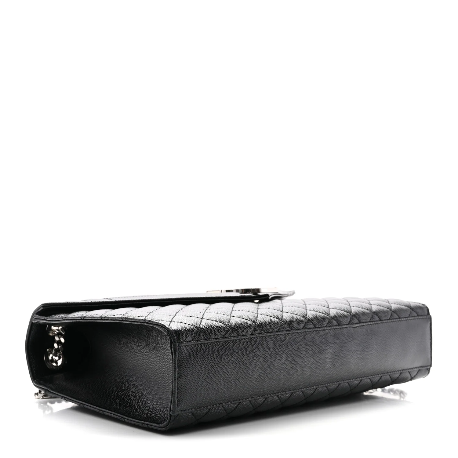 Grain De Poudre Textured Mixed Matelasse Large Triquilt Monogram Satchel Black - Image 4