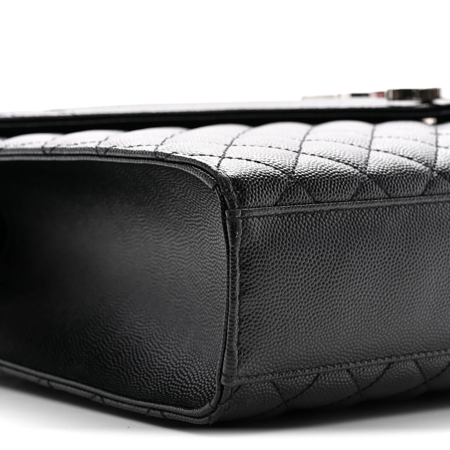 Grain De Poudre Textured Mixed Matelasse Large Triquilt Monogram Satchel Black - Image 9