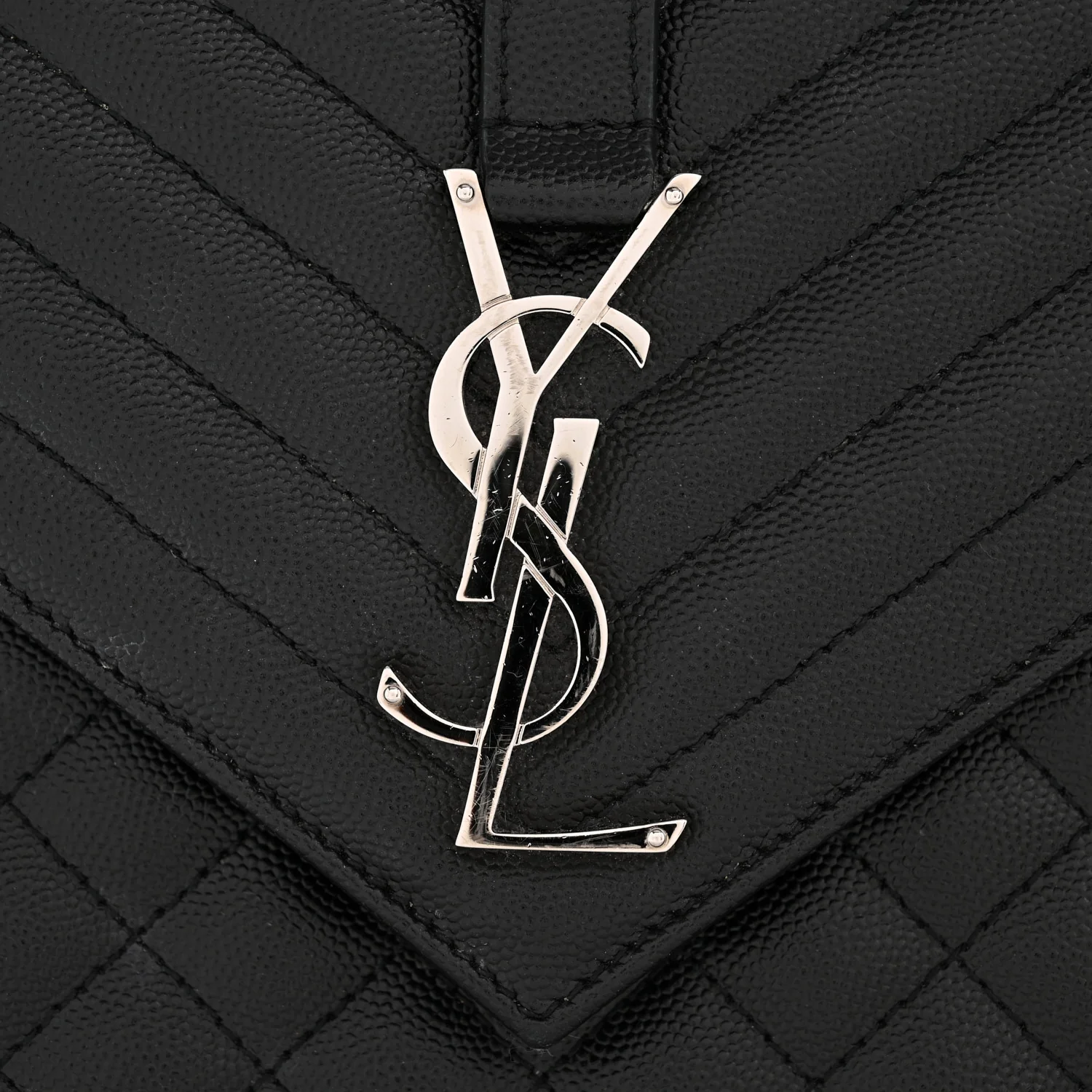 Grain De Poudre Textured Mixed Matelasse Large Triquilt Monogram Satchel Black - Image 12