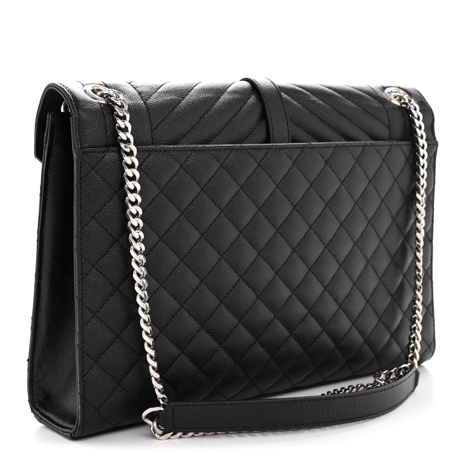 Grain De Poudre Textured Mixed Matelasse Large Triquilt Monogram Satchel Black - Image 2