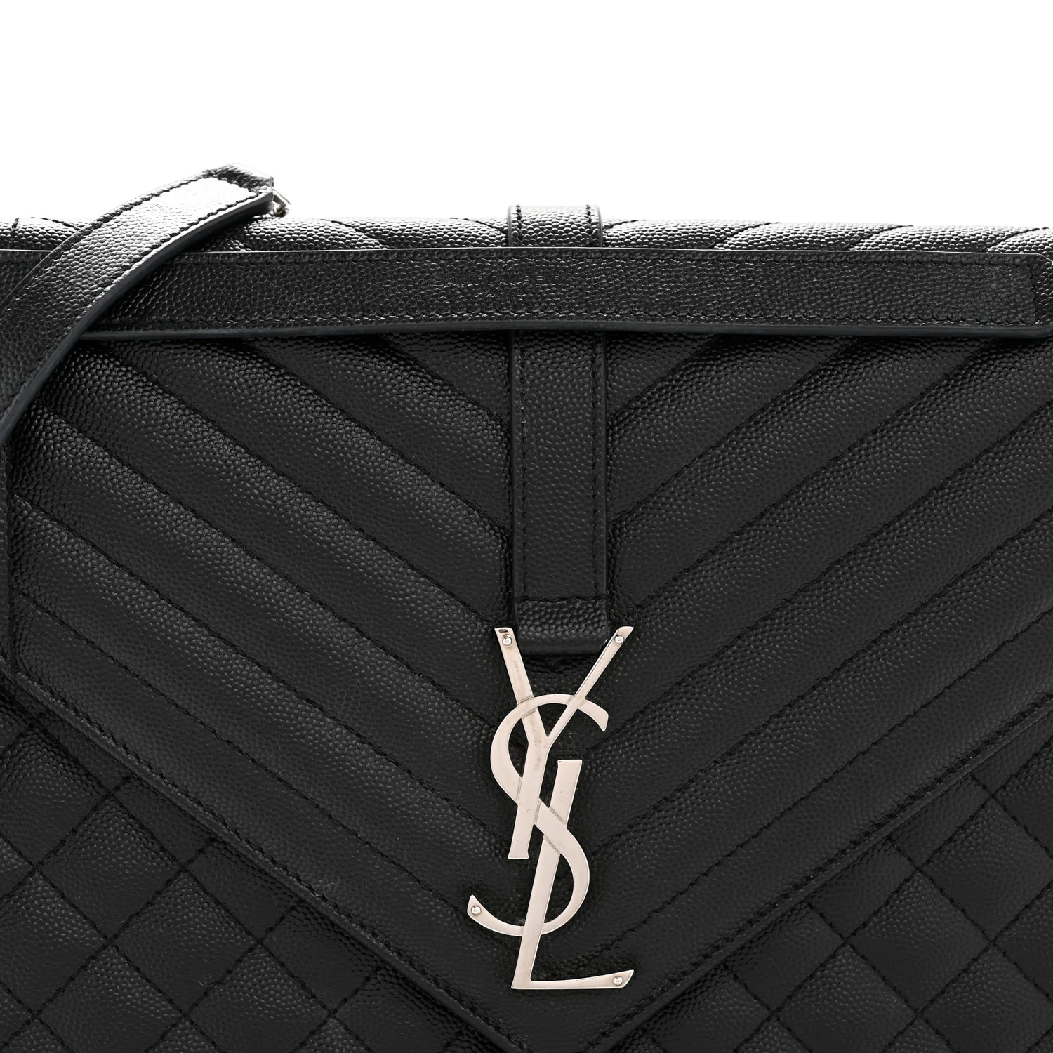 Grain De Poudre Textured Mixed Matelasse Large Triquilt Monogram Satchel Black - Image 7