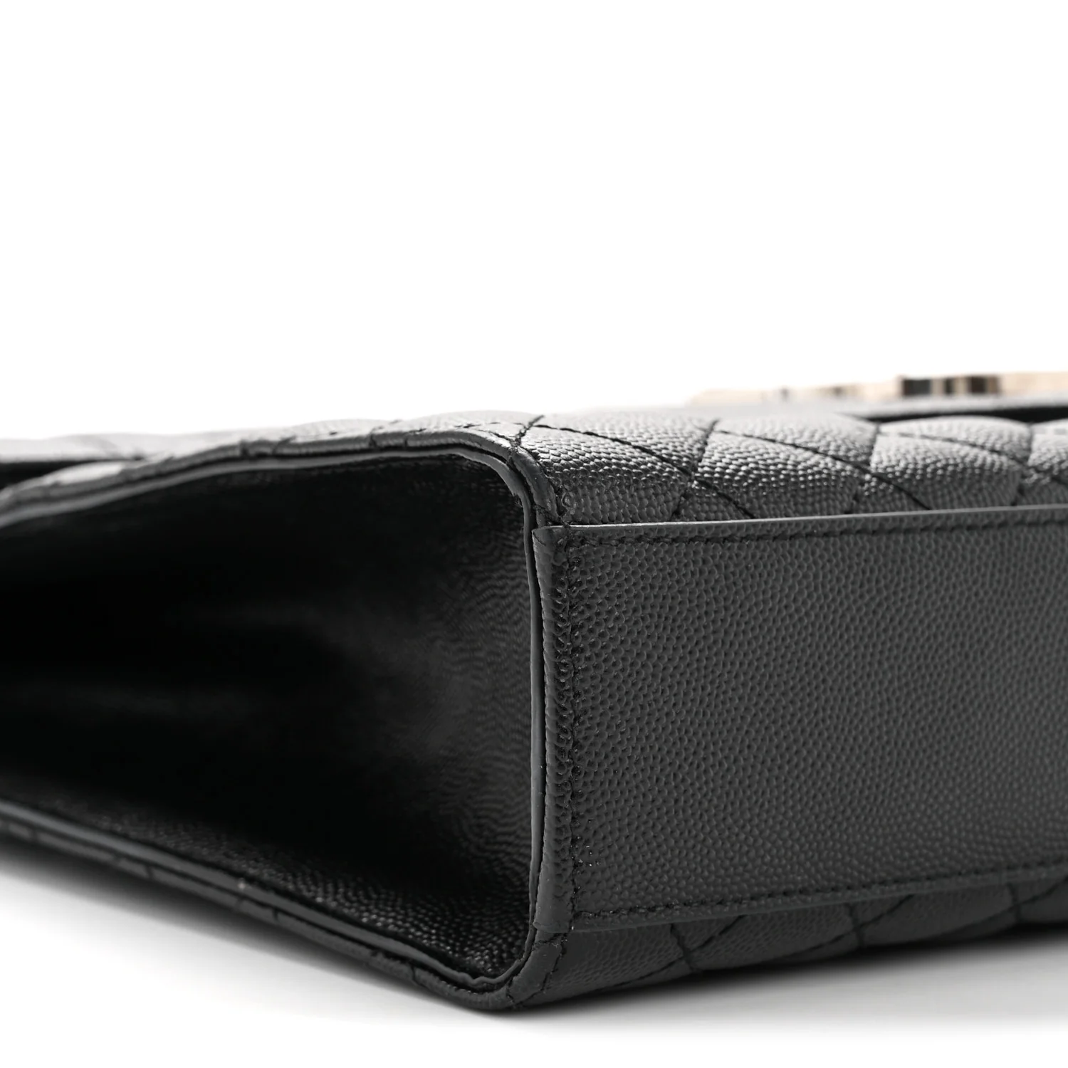 Grain De Poudre Textured Mixed Matelasse Large Triquilt Monogram Satchel Black - Image 8