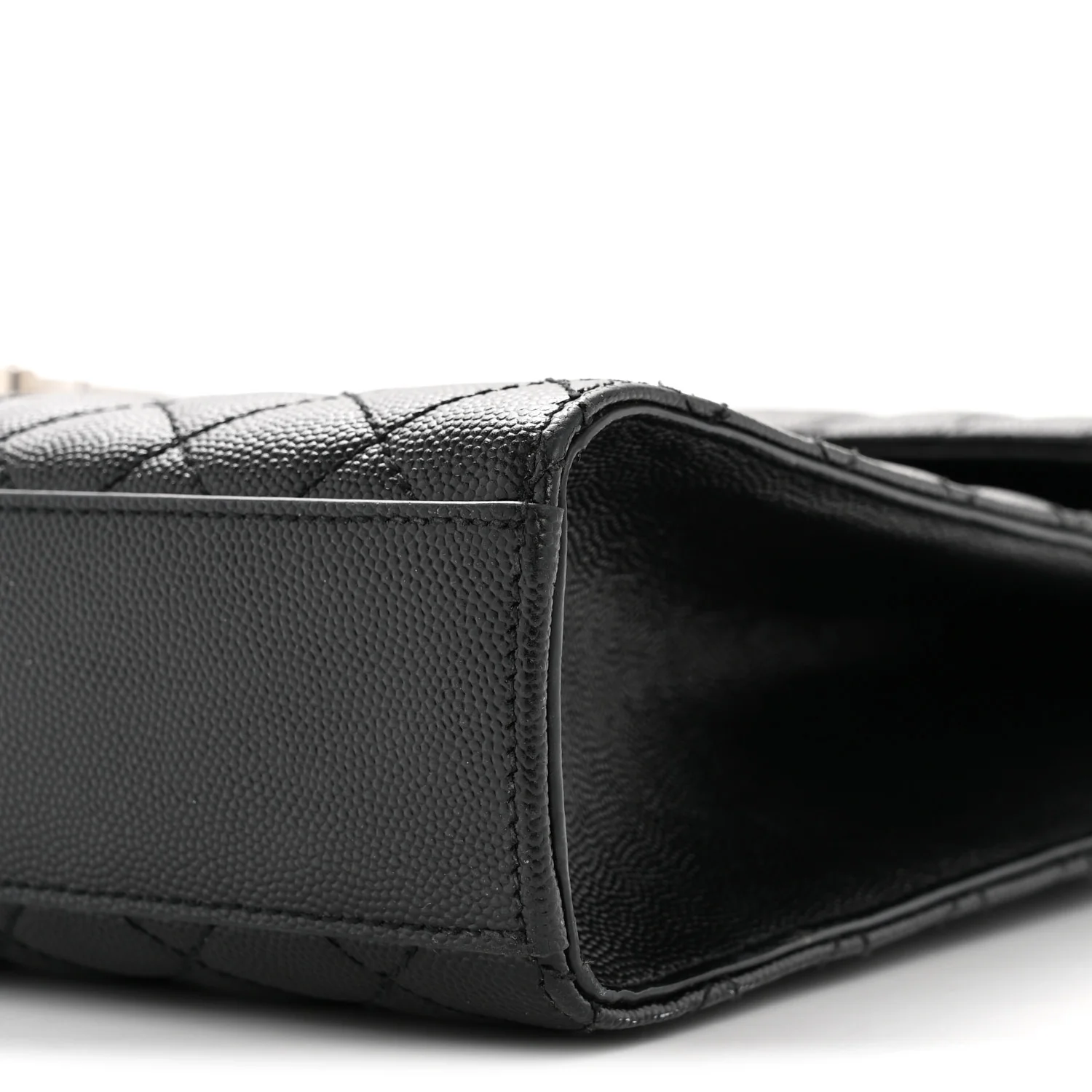 Grain De Poudre Textured Mixed Matelasse Large Triquilt Monogram Satchel Black - Image 9