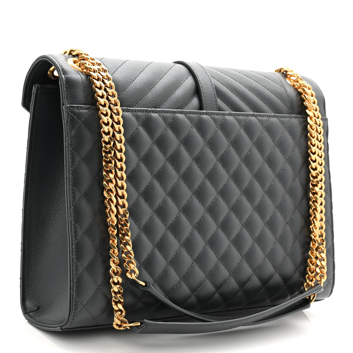 Grain De Poudre Textured Mixed Matelasse Large Triquilt Monogram Satchel Strom - Image 4