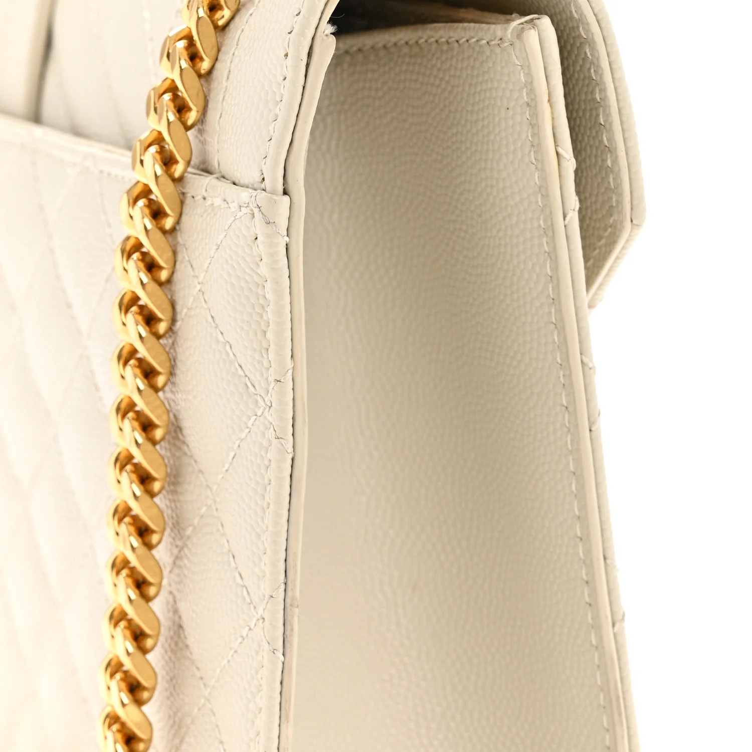 Grain De Poudre Textured Mixed Matelasse Medium Triquilt Monogram Satchel Crema Soft - Image 13