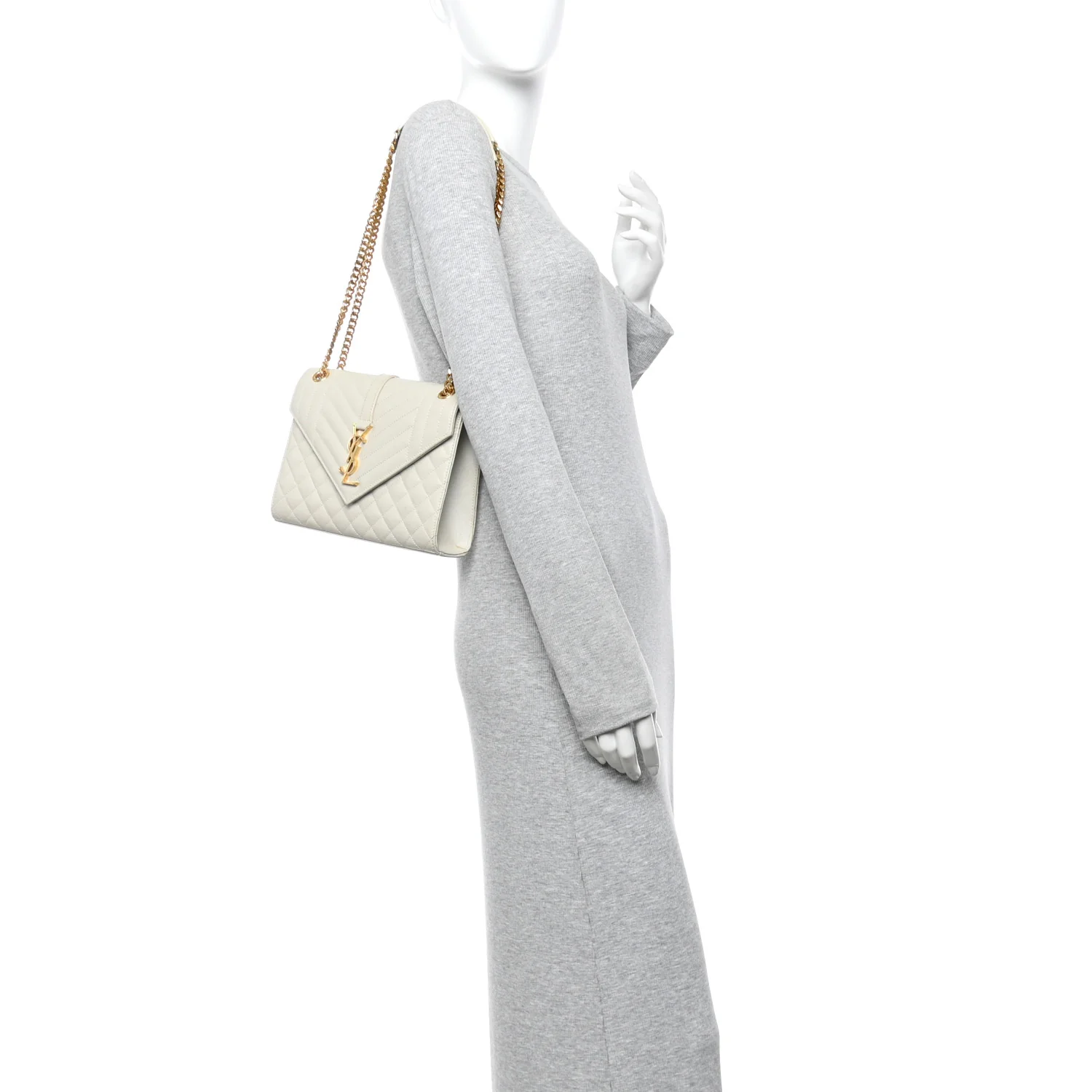 Grain De Poudre Textured Mixed Matelasse Medium Triquilt Monogram Satchel Crema Soft - Image 2