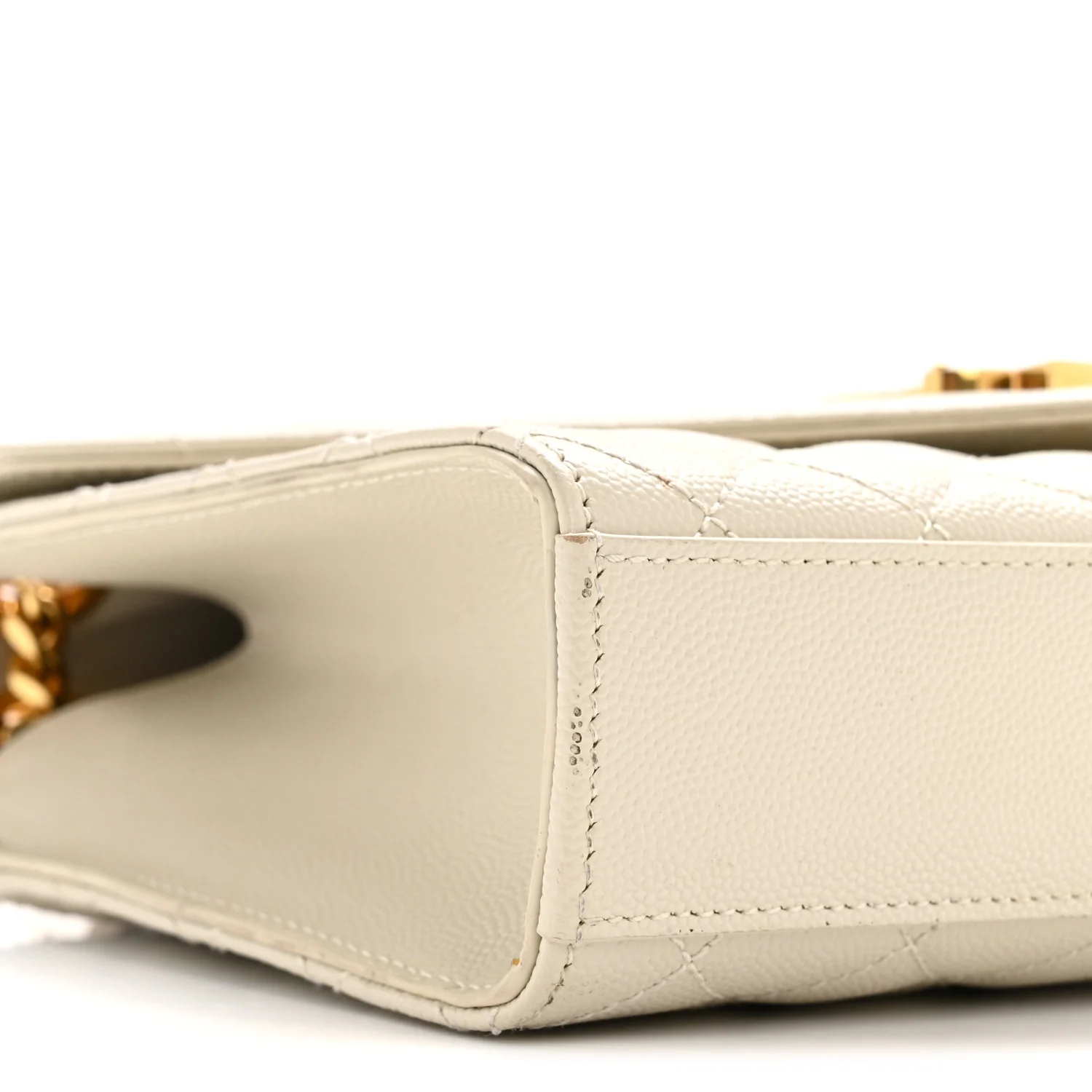 Grain De Poudre Textured Mixed Matelasse Medium Triquilt Monogram Satchel Crema Soft - Image 9