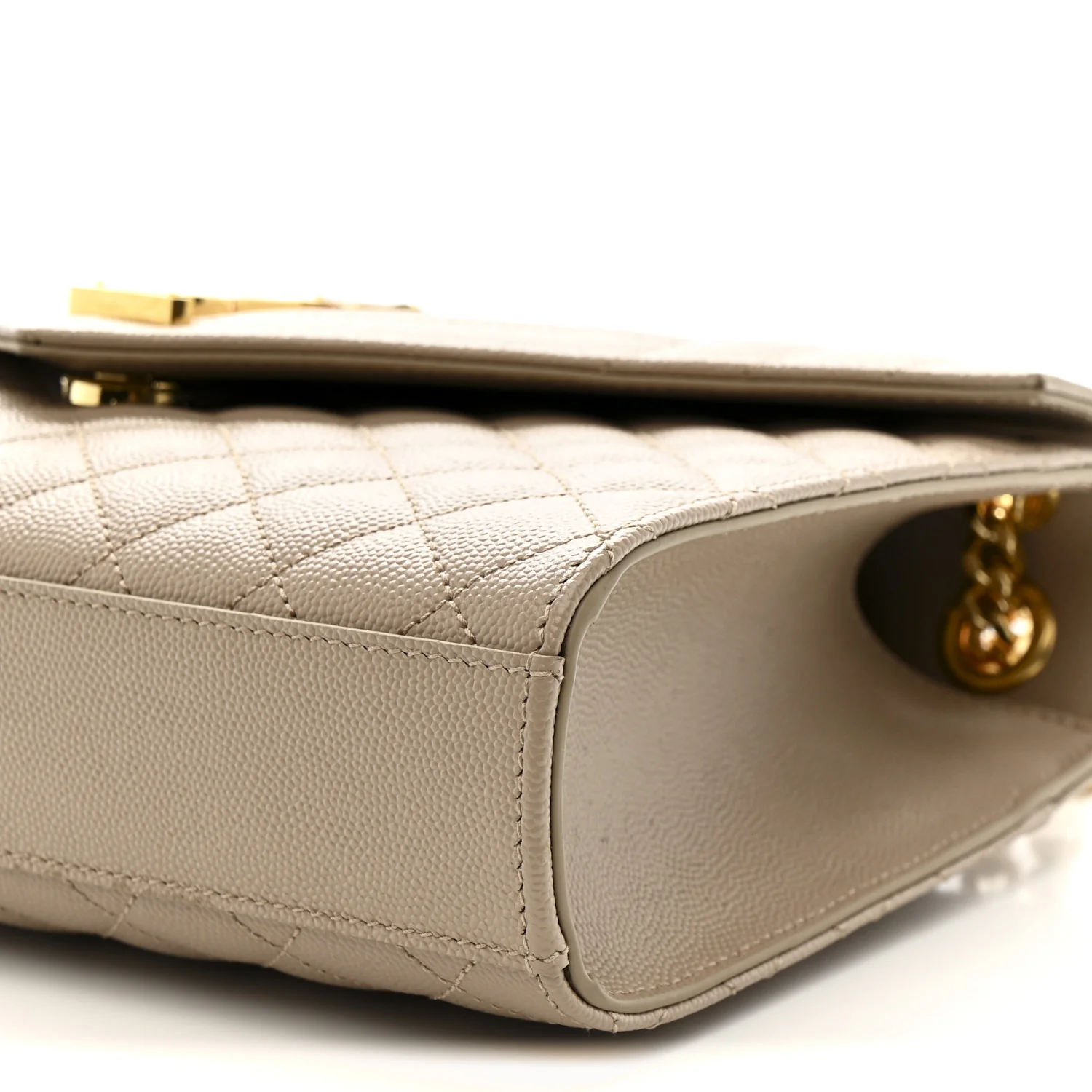 Grain De Poudre Textured Mixed Matelasse Medium Triquilt Monogram Satchel Dark Beige - Image 10