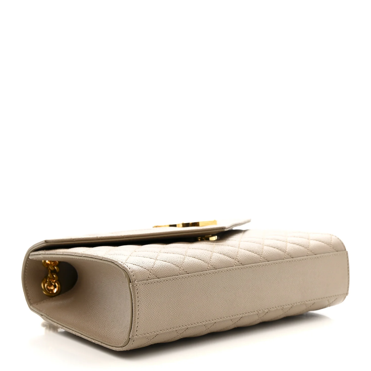 Grain De Poudre Textured Mixed Matelasse Medium Triquilt Monogram Satchel Dark Beige - Image 4